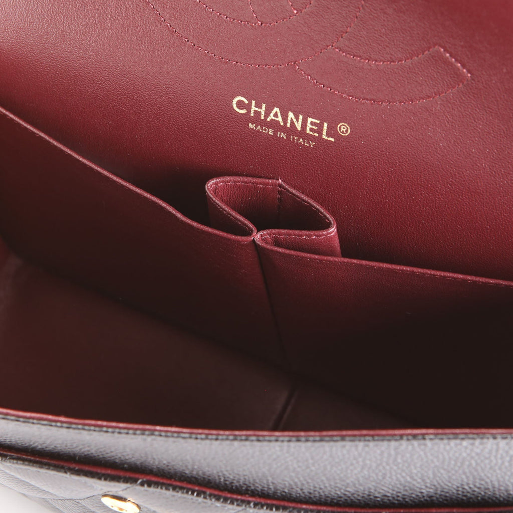 Classic Flap Jumbo Caviar 23M Black/Burgundy
