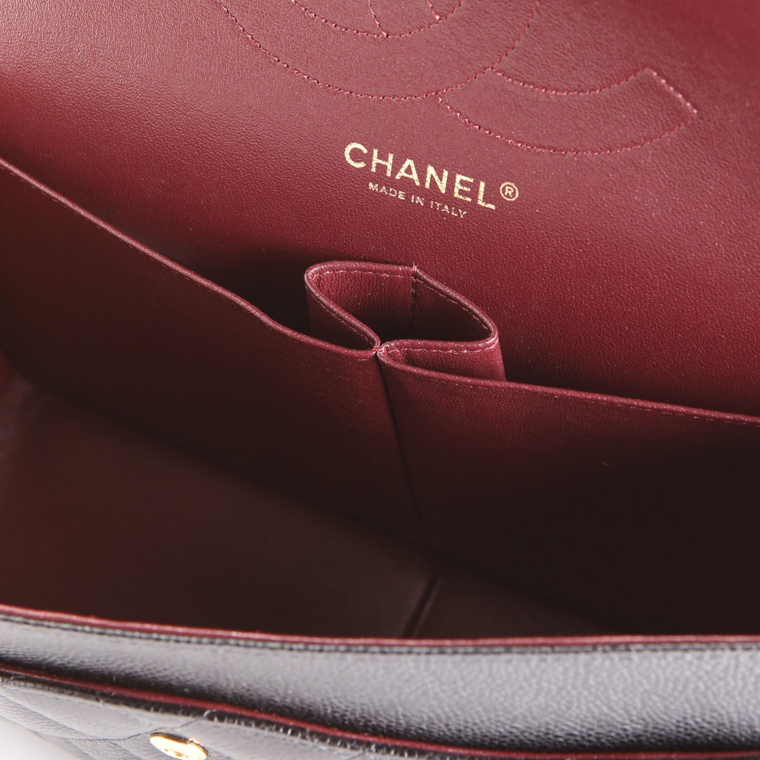Classic Flap Jumbo Caviar 23M Black/Burgundy