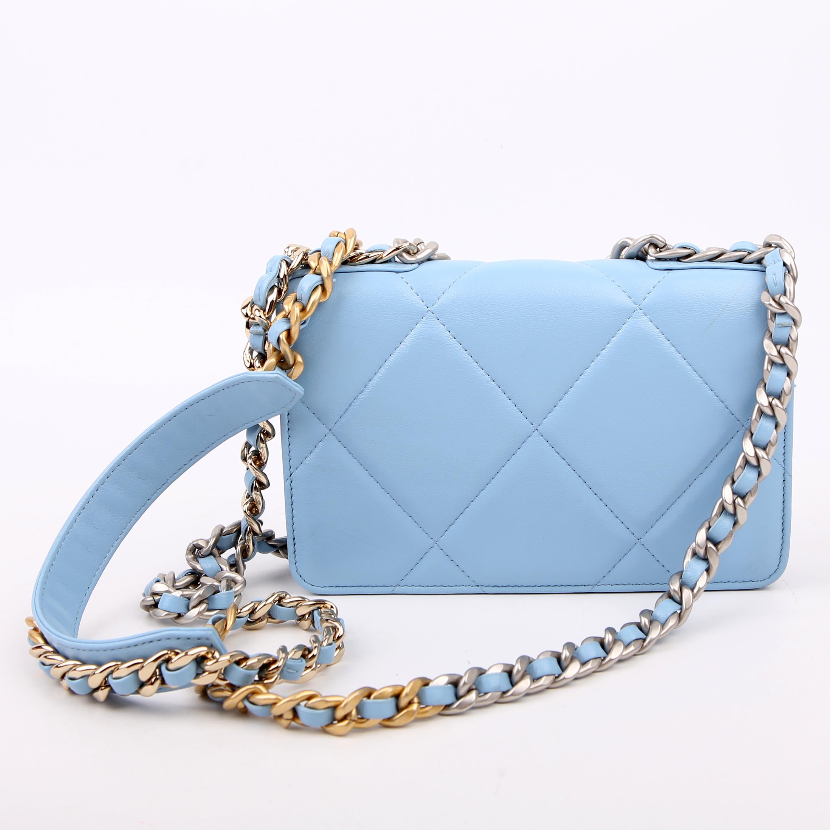Chanel 19 WOC Quilted Lambskin RFID Blue