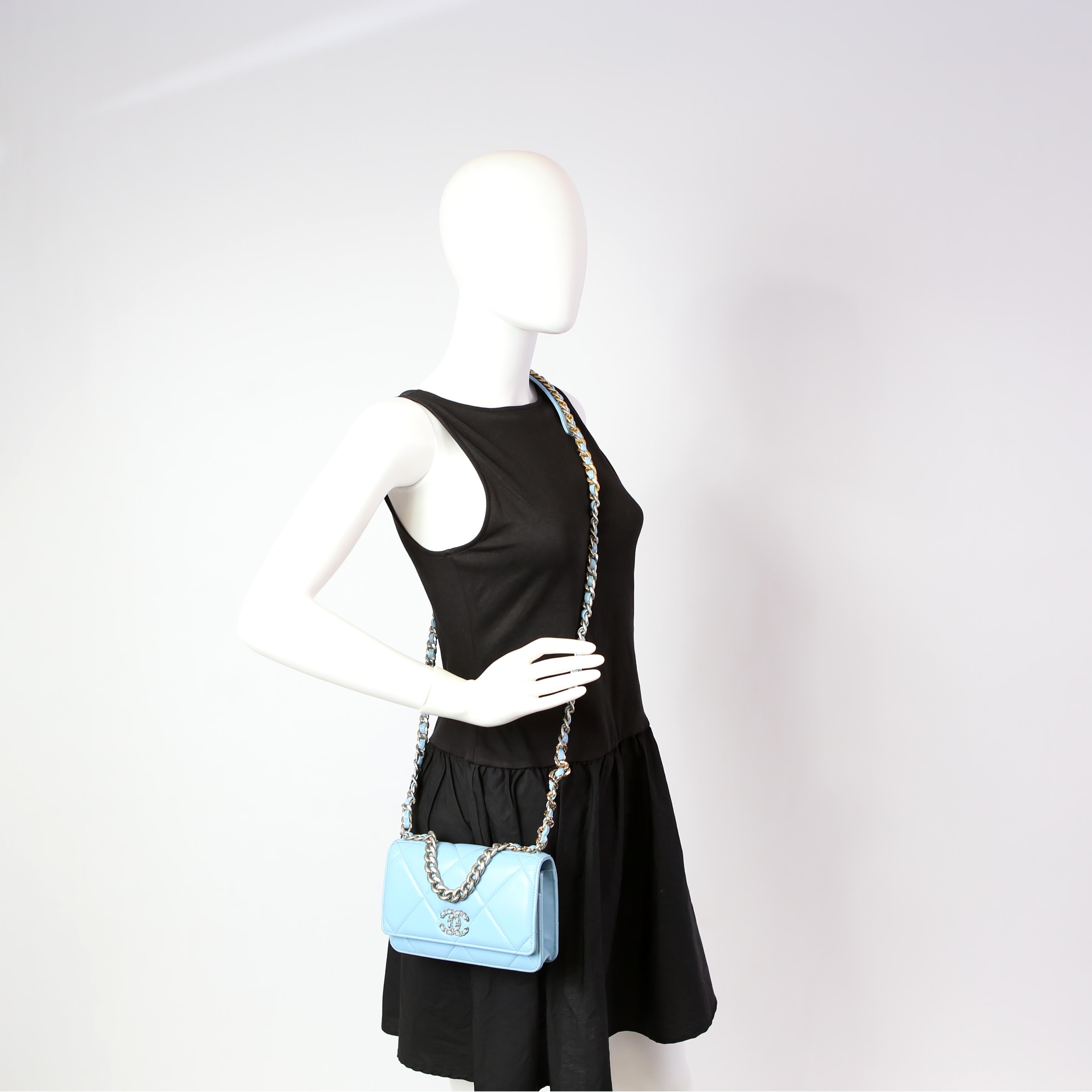 Chanel 19 WOC Quilted Lambskin RFID Blue