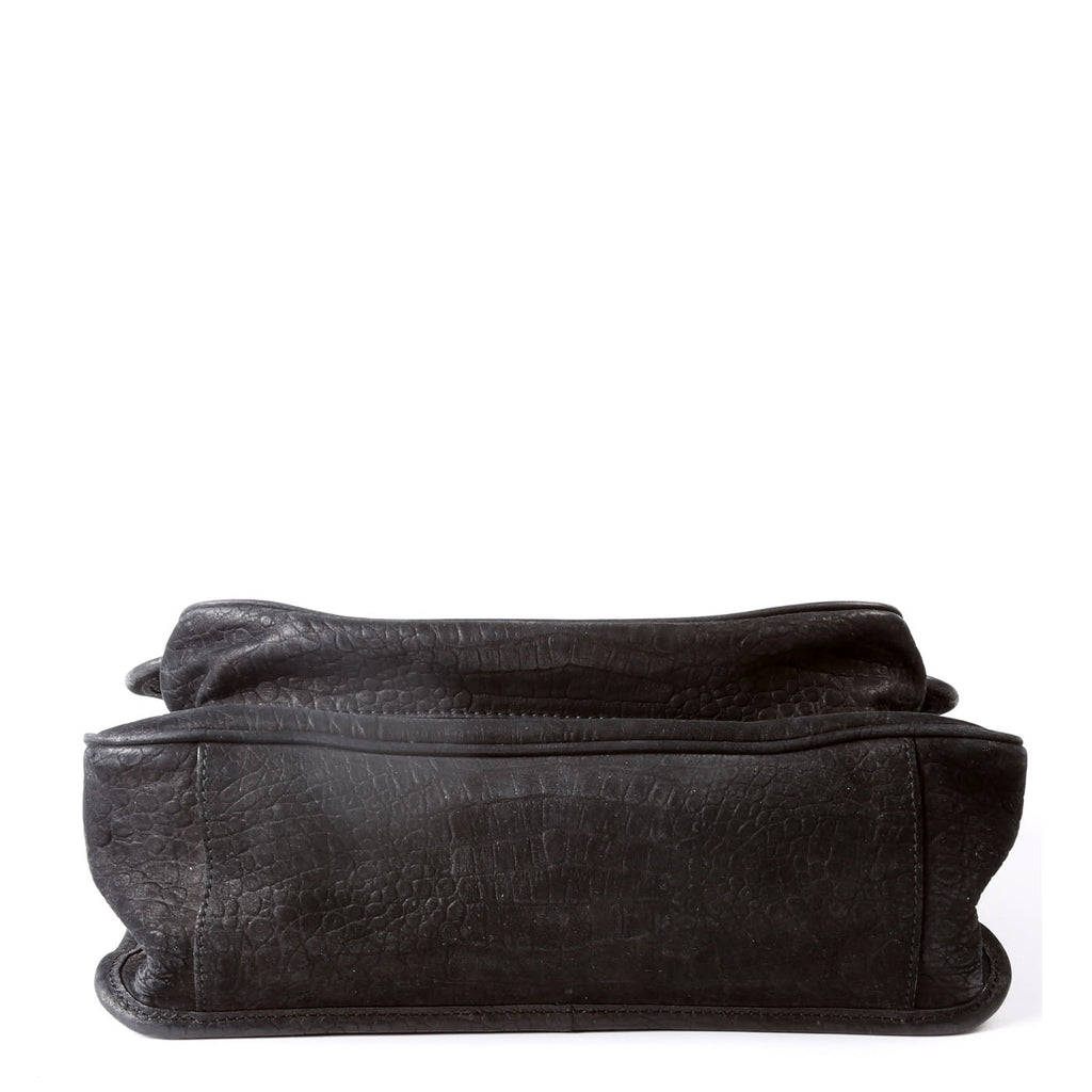 SAINT LAURENT Crocodile Embossed Nubuck Niki Medium Satchel 633150 Black