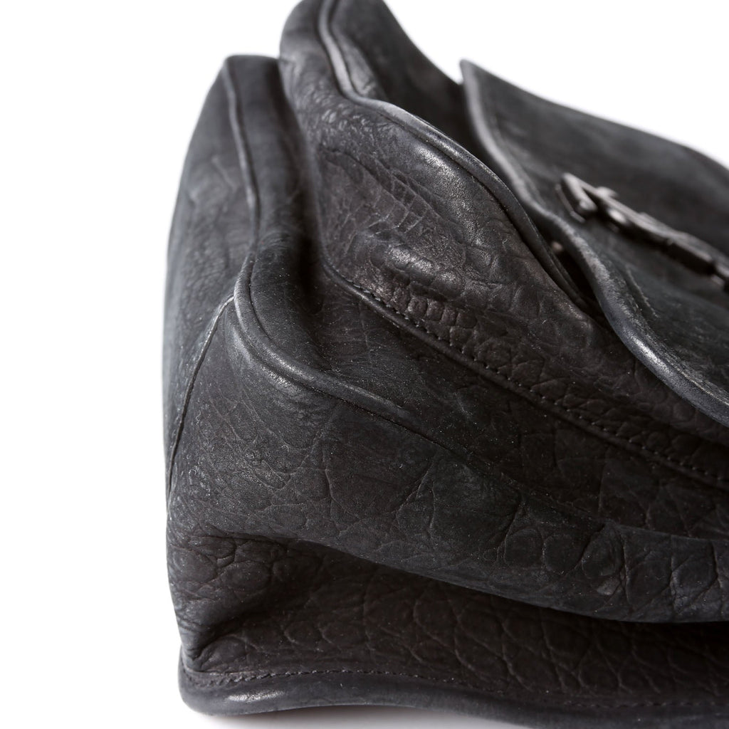 SAINT LAURENT Crocodile Embossed Nubuck Niki Medium Satchel 633150 Black