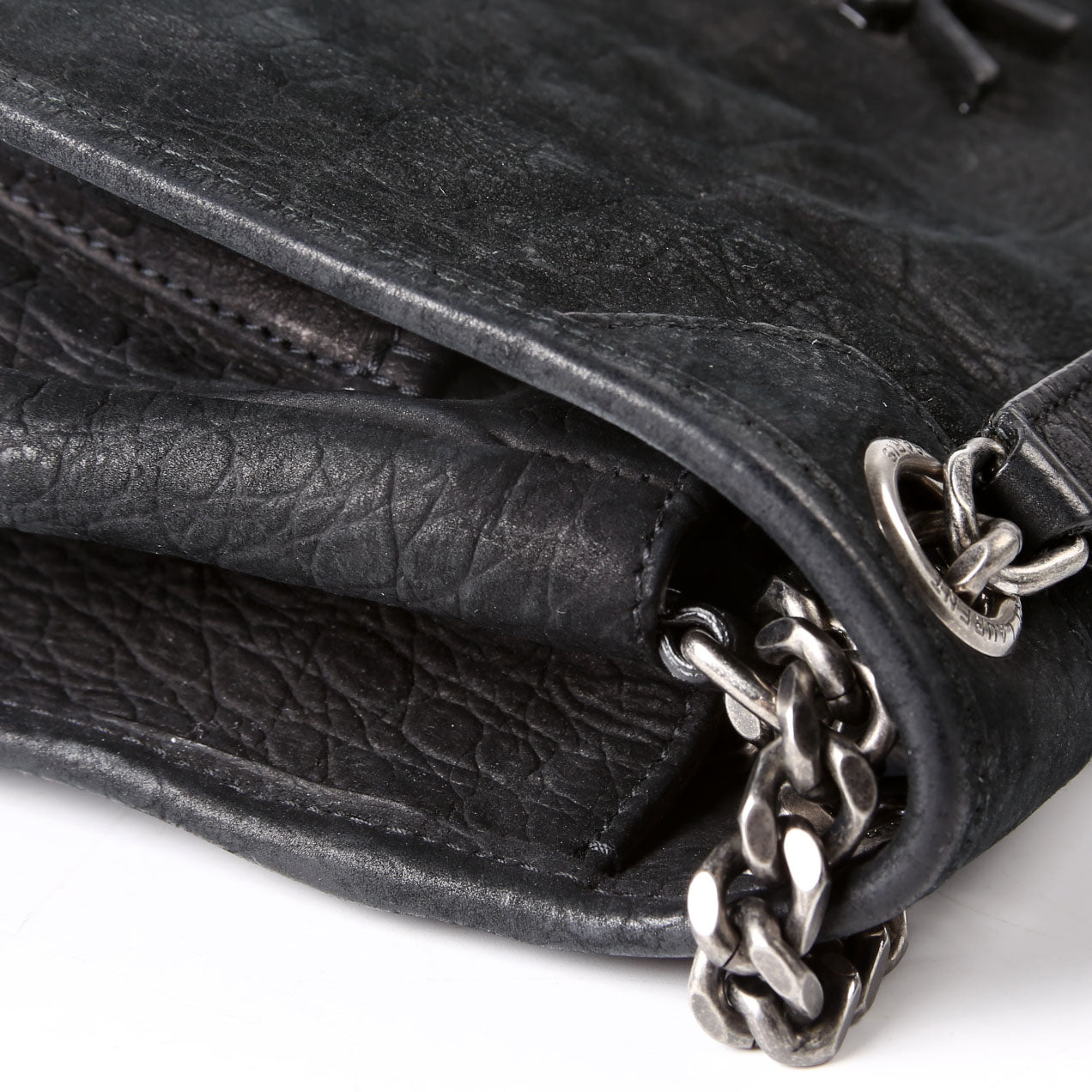 SAINT LAURENT Crocodile Embossed Nubuck Niki Medium Satchel 633150 Black
