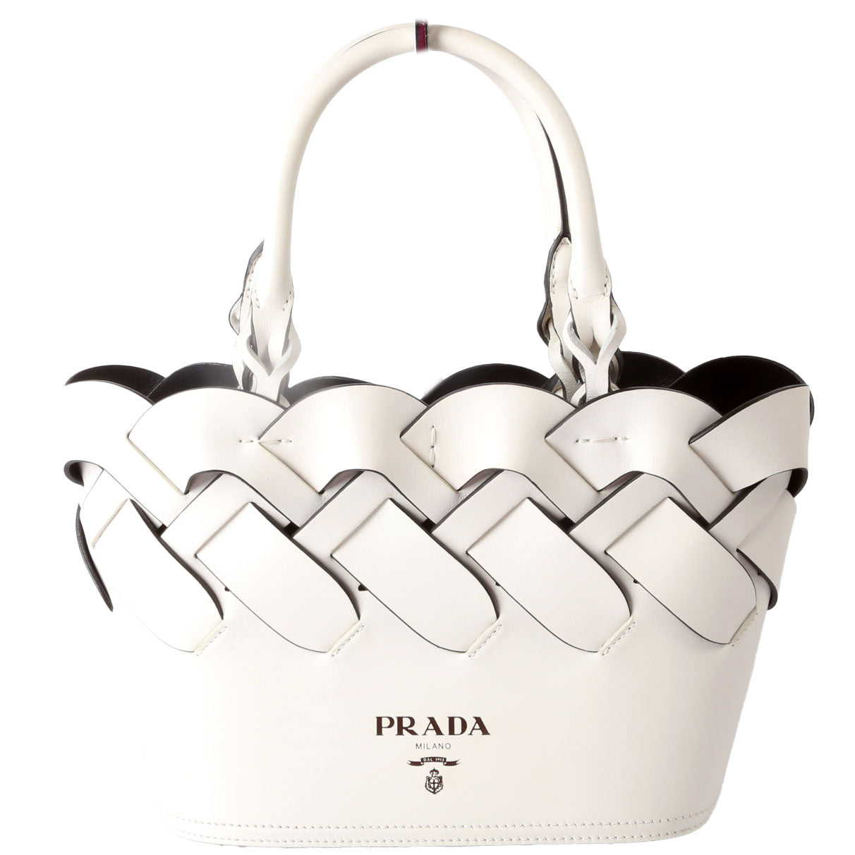 Tress Vitello Intreccio Tote Bag White