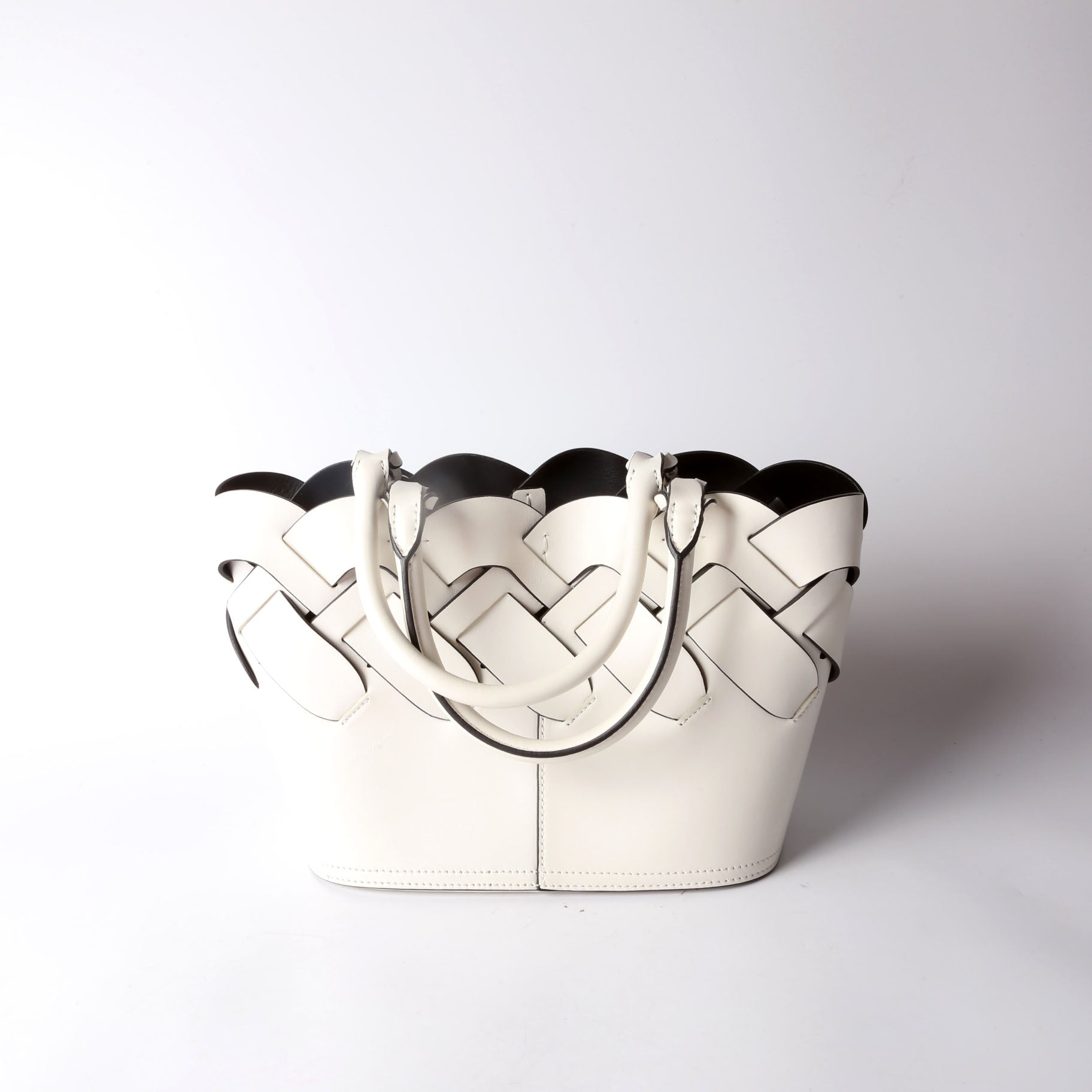 Tress Vitello Intreccio Tote Bag White