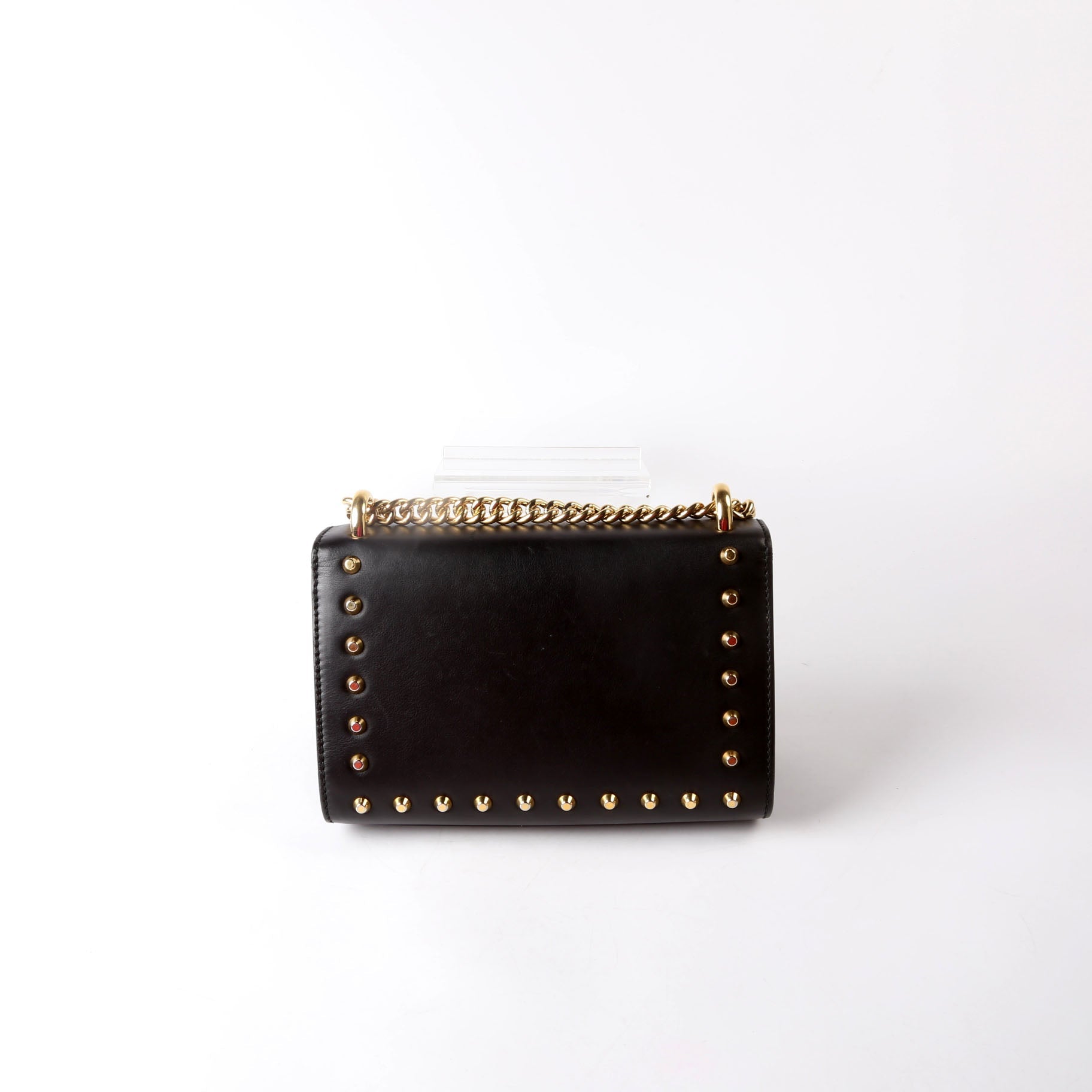 Gucci 432182 Padlock Pearl Leather Small Black/Pearl
