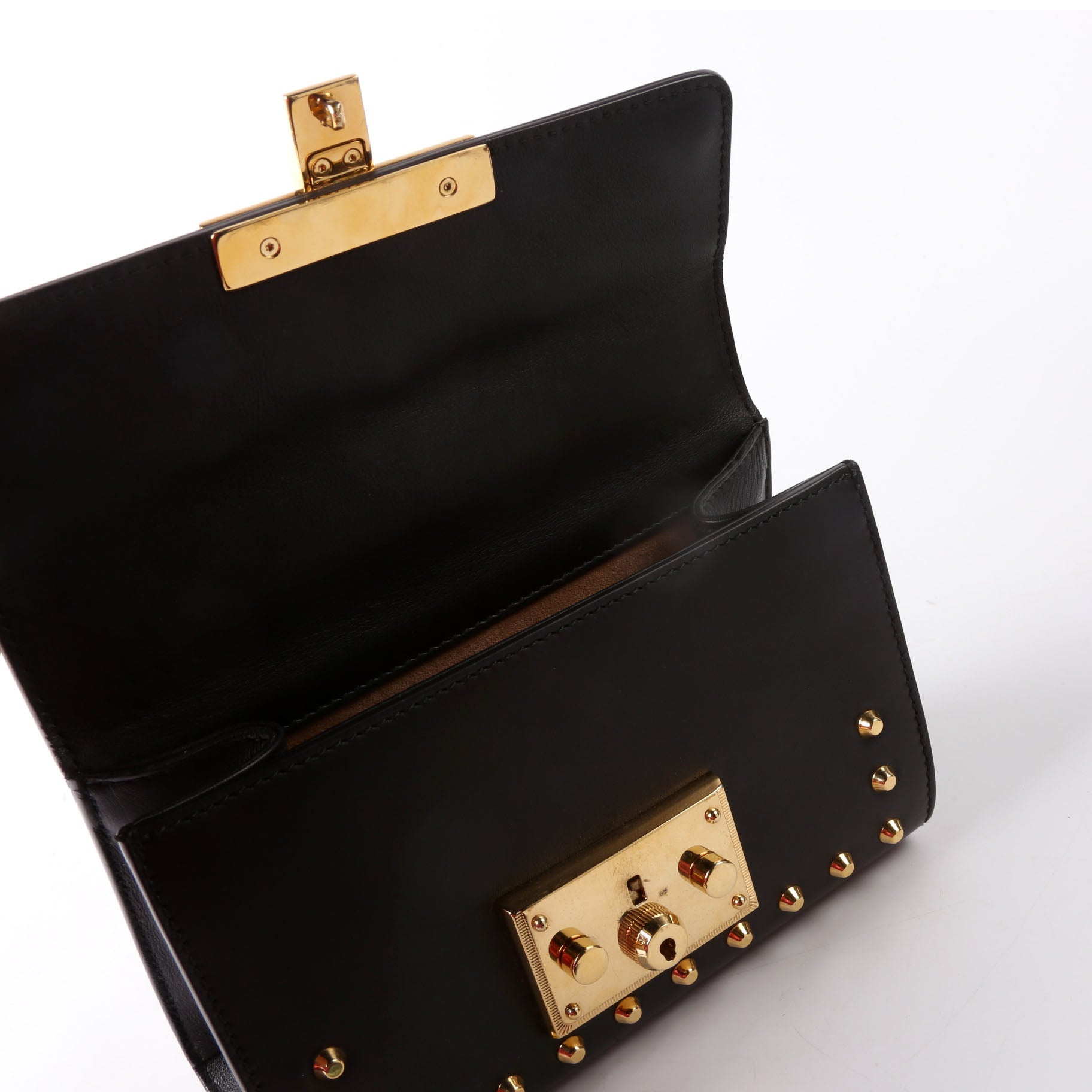 Gucci 432182 Padlock Pearl Leather Small Black/Pearl