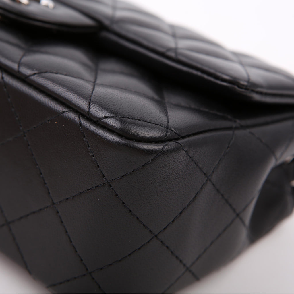 Classic Flap Mini Rectangle Lambskin RFID Black/Silver