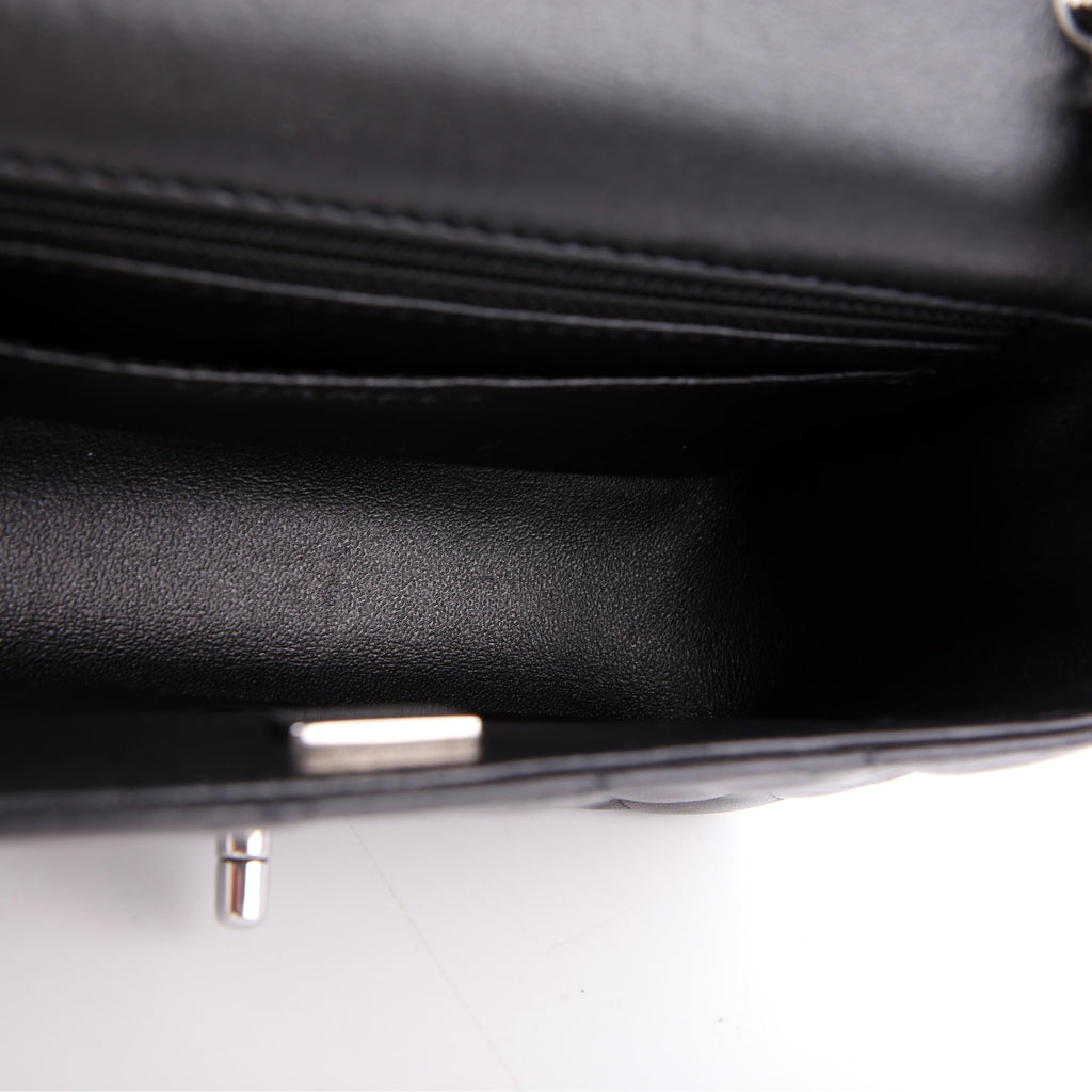 Classic Flap Mini Rectangle Lambskin RFID Black/Silver