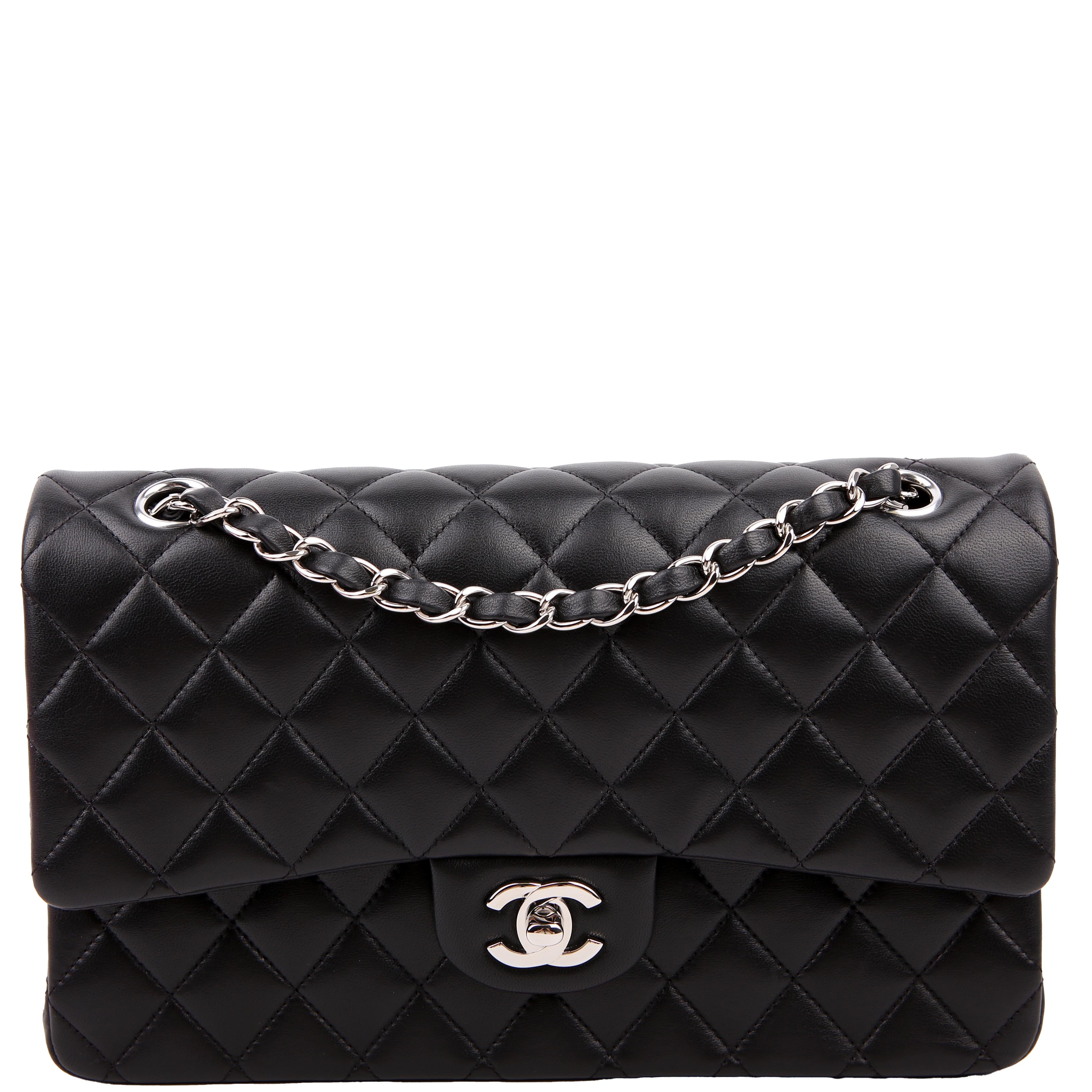 Classic Flap Medium Lambskin RFID Black/Silver