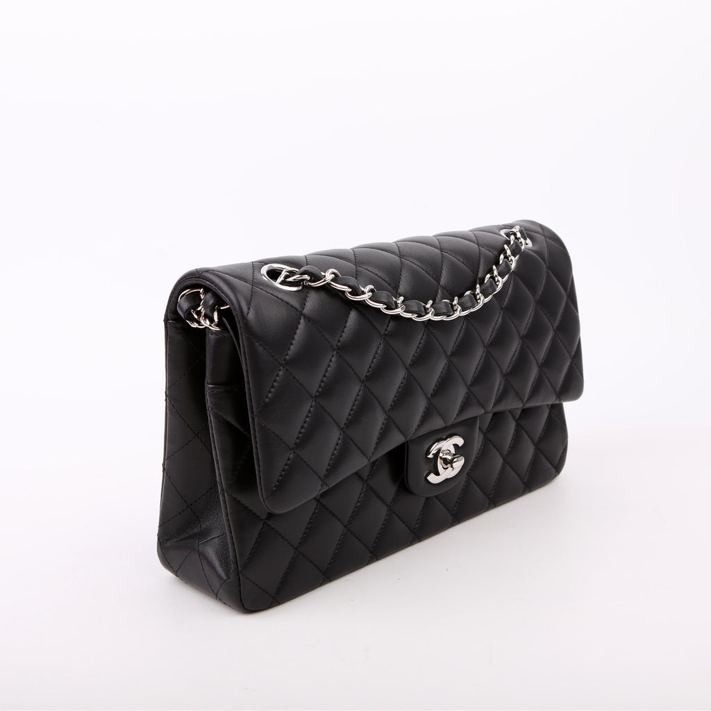 Classic Flap Medium Lambskin RFID Black/Silver
