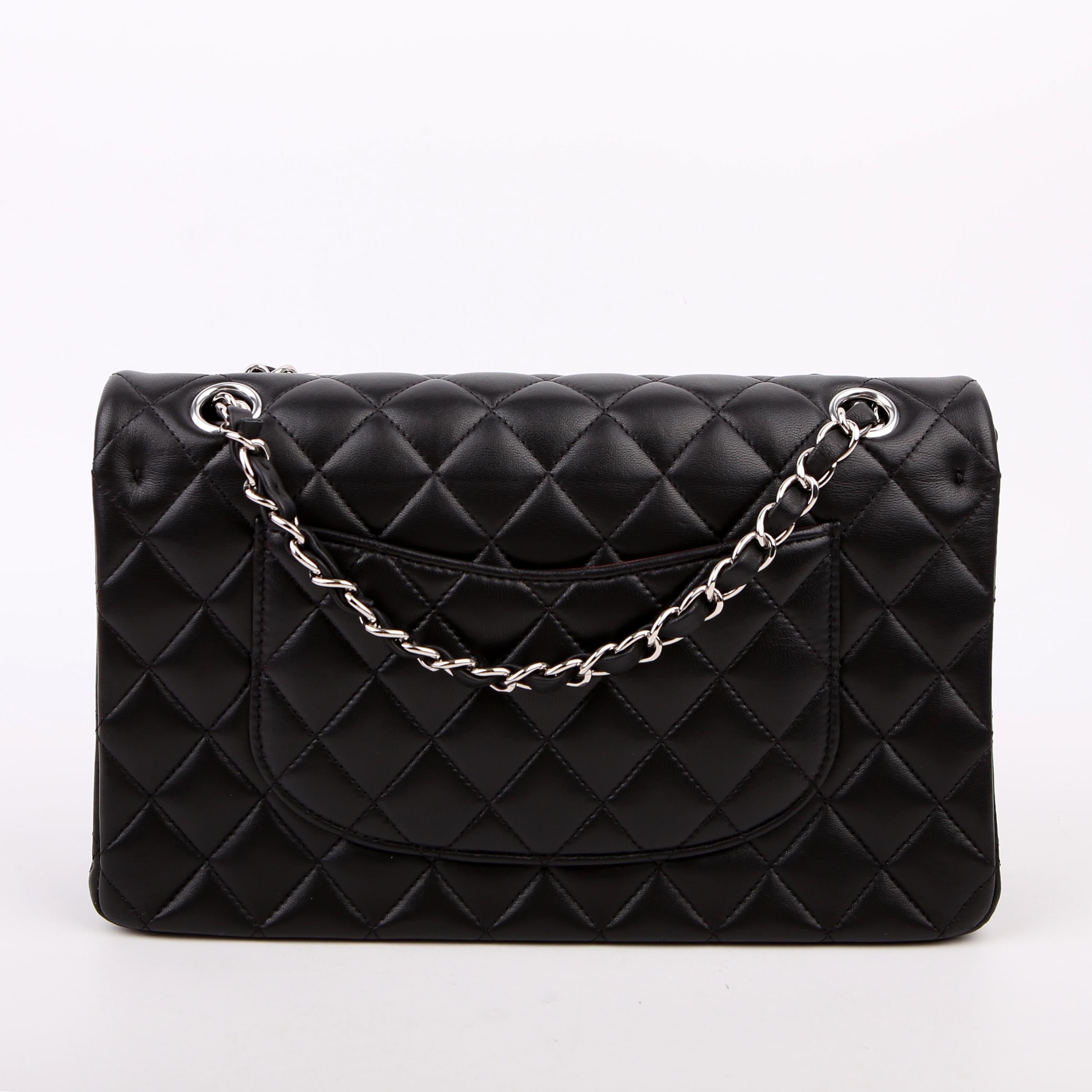 Classic Flap Medium Lambskin RFID Black/Silver