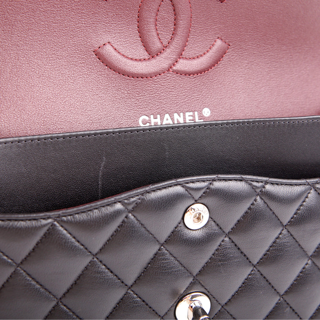 Classic Flap Medium Lambskin RFID Black/Silver