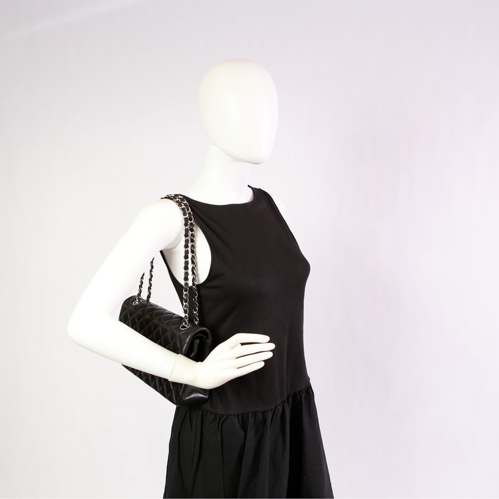 Classic Flap Medium Lambskin RFID Black/Silver