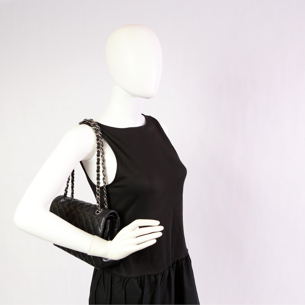 Hold for Shea L: Classic Flap Medium Caviar 22M Black/Silver
