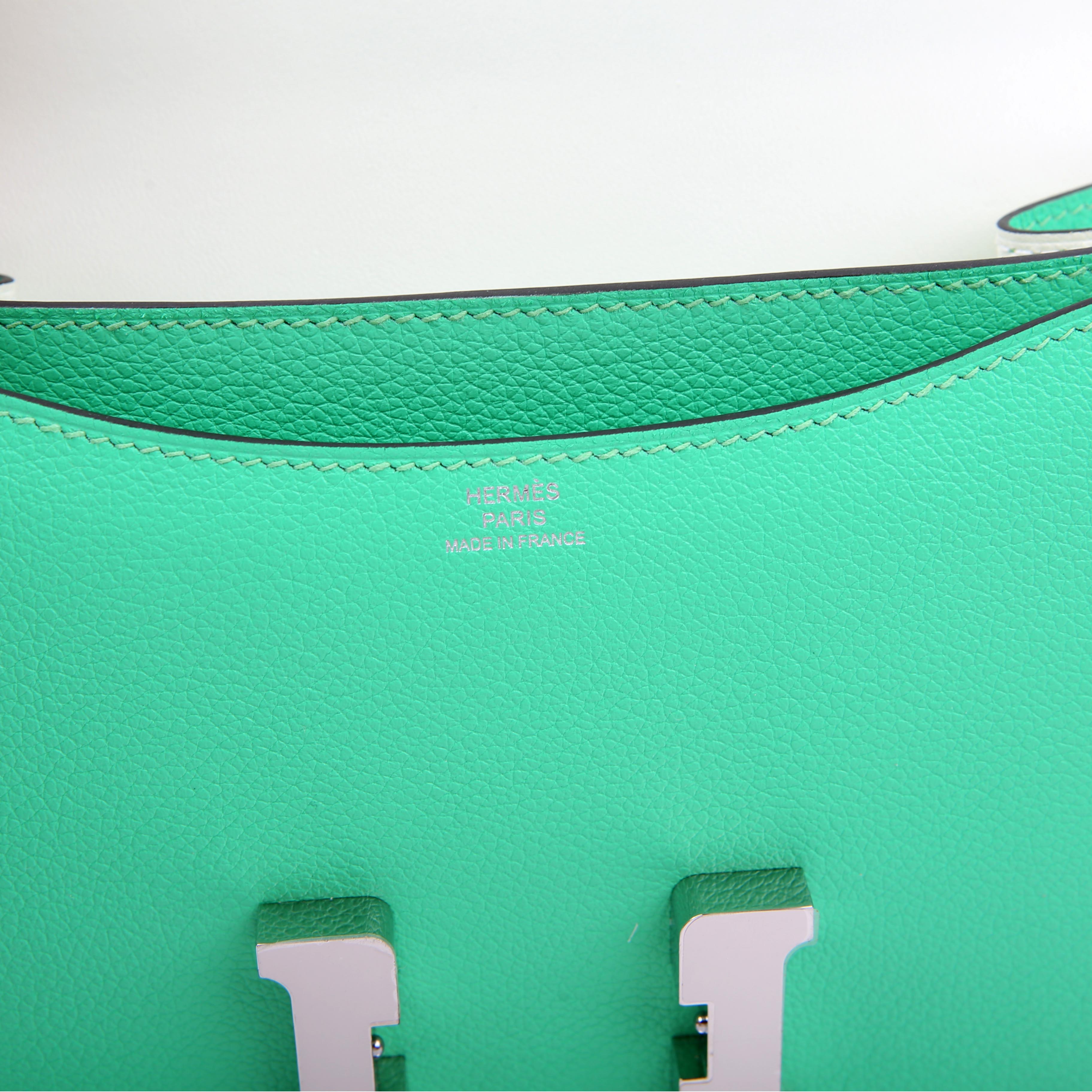 Hermes Constance 3 Mini Evercolor 2023 Vert Comics/Vert Fizz/Silver