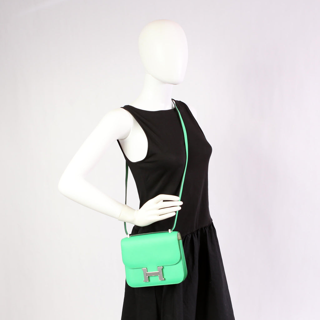 Hermes Constance 3 Mini Evercolor 2023 Vert Comics/Vert Fizz/Silver