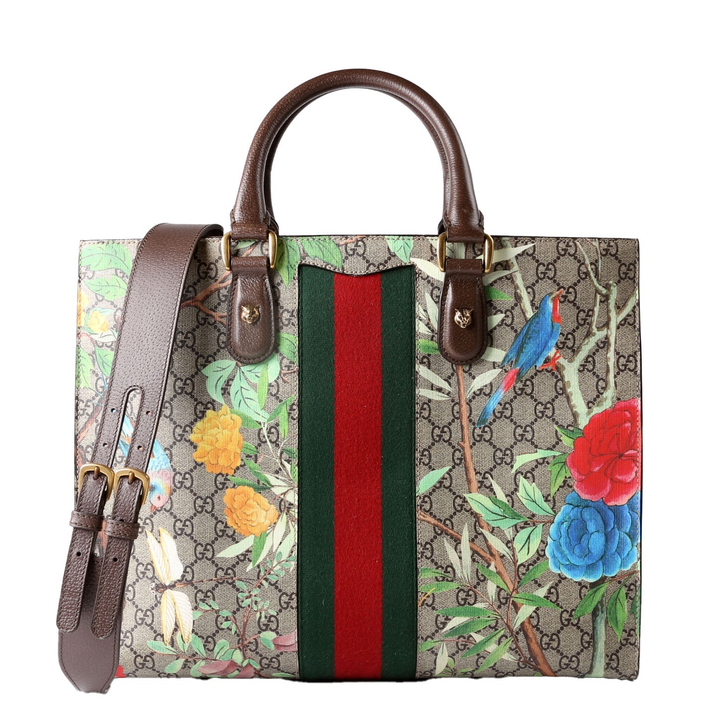 437541 GG Tian Animalier Web Top Handle Tote