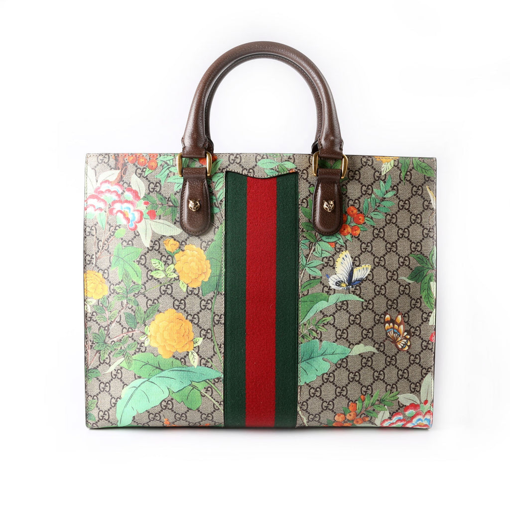 437541 GG Tian Animalier Web Top Handle Tote