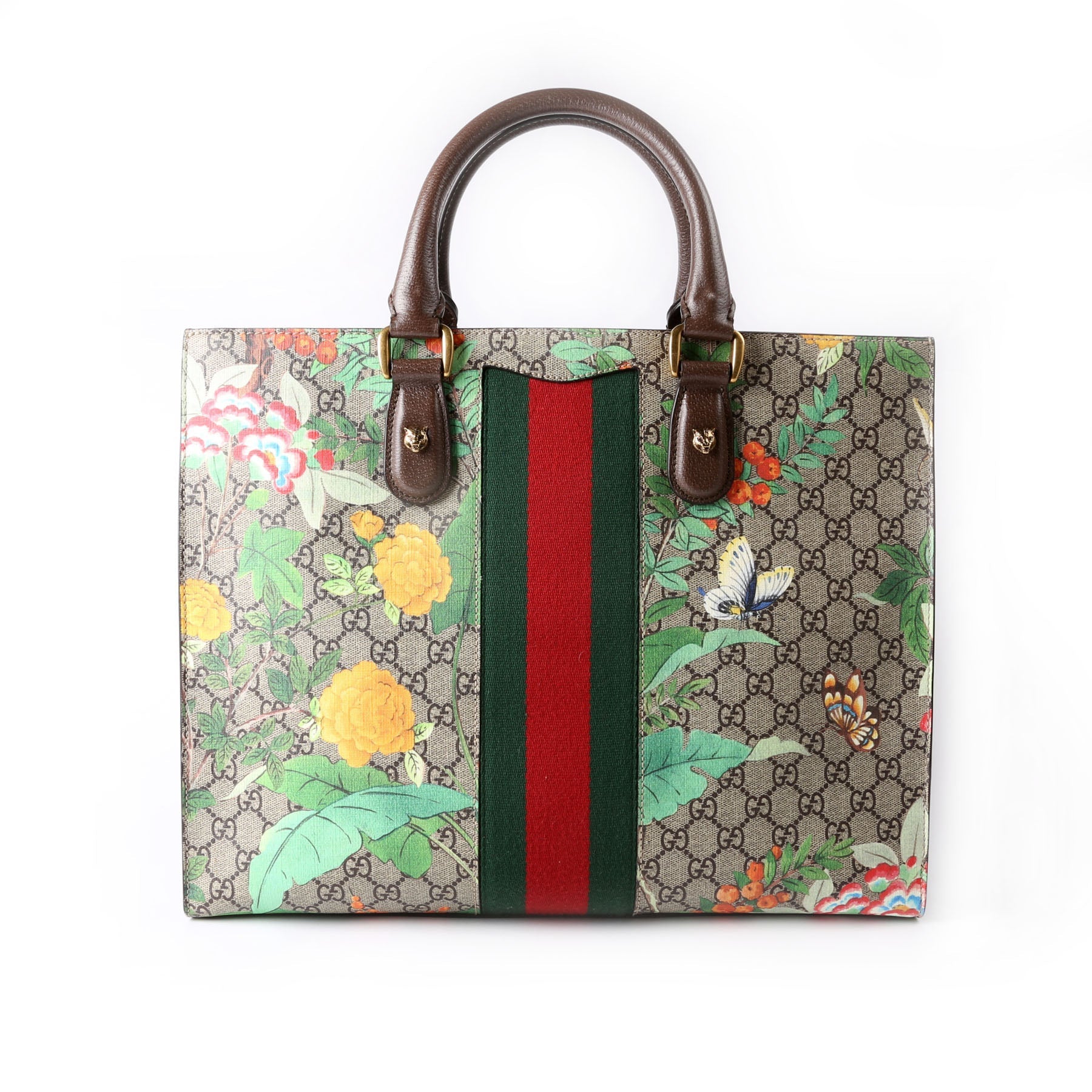 437541 GG Tian Animalier Web Top Handle Tote