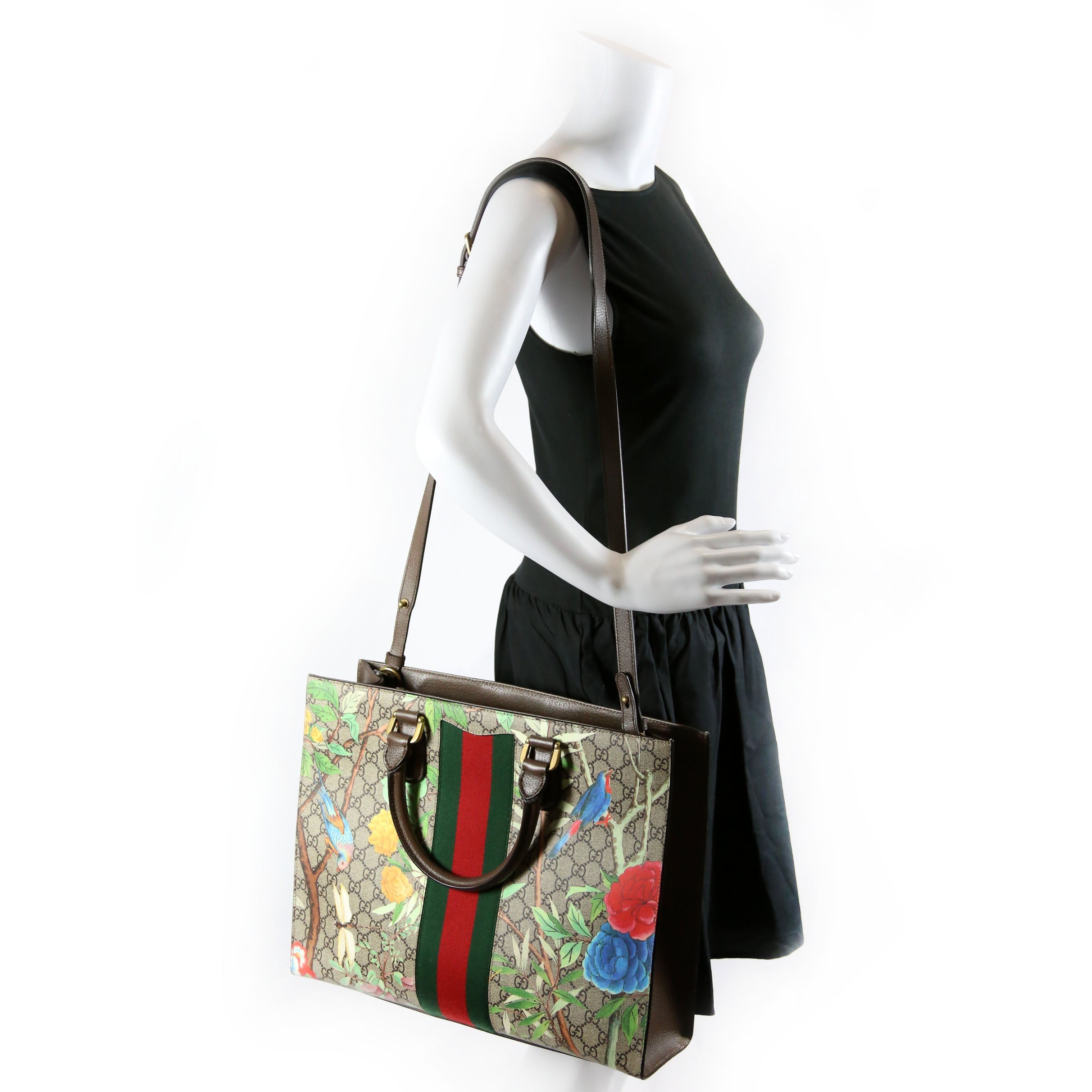 437541 GG Tian Animalier Web Top Handle Tote