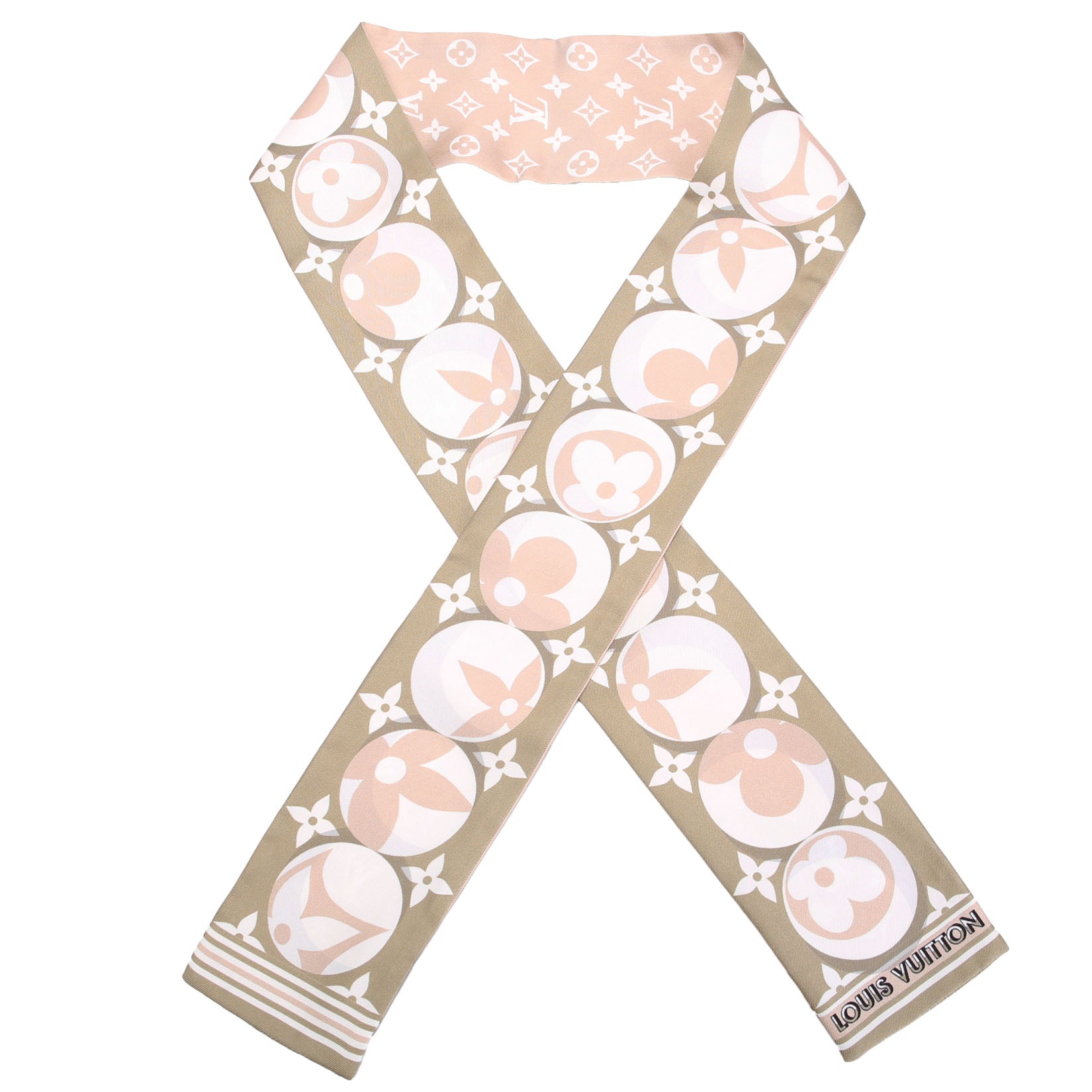 Monogram Marbles Bandeau Silk Scarf Green/Beige