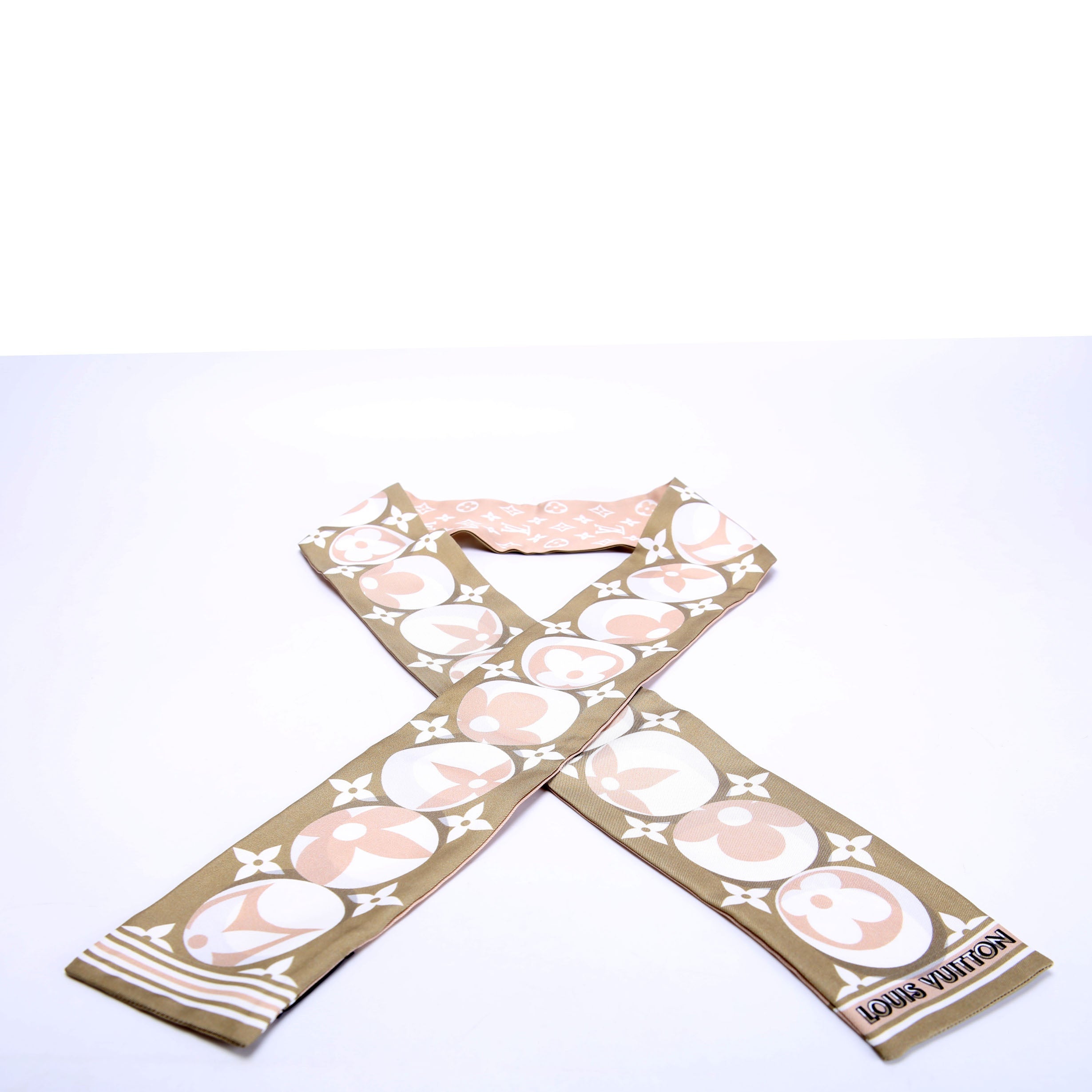 Monogram Marbles Bandeau Silk Scarf Green/Beige