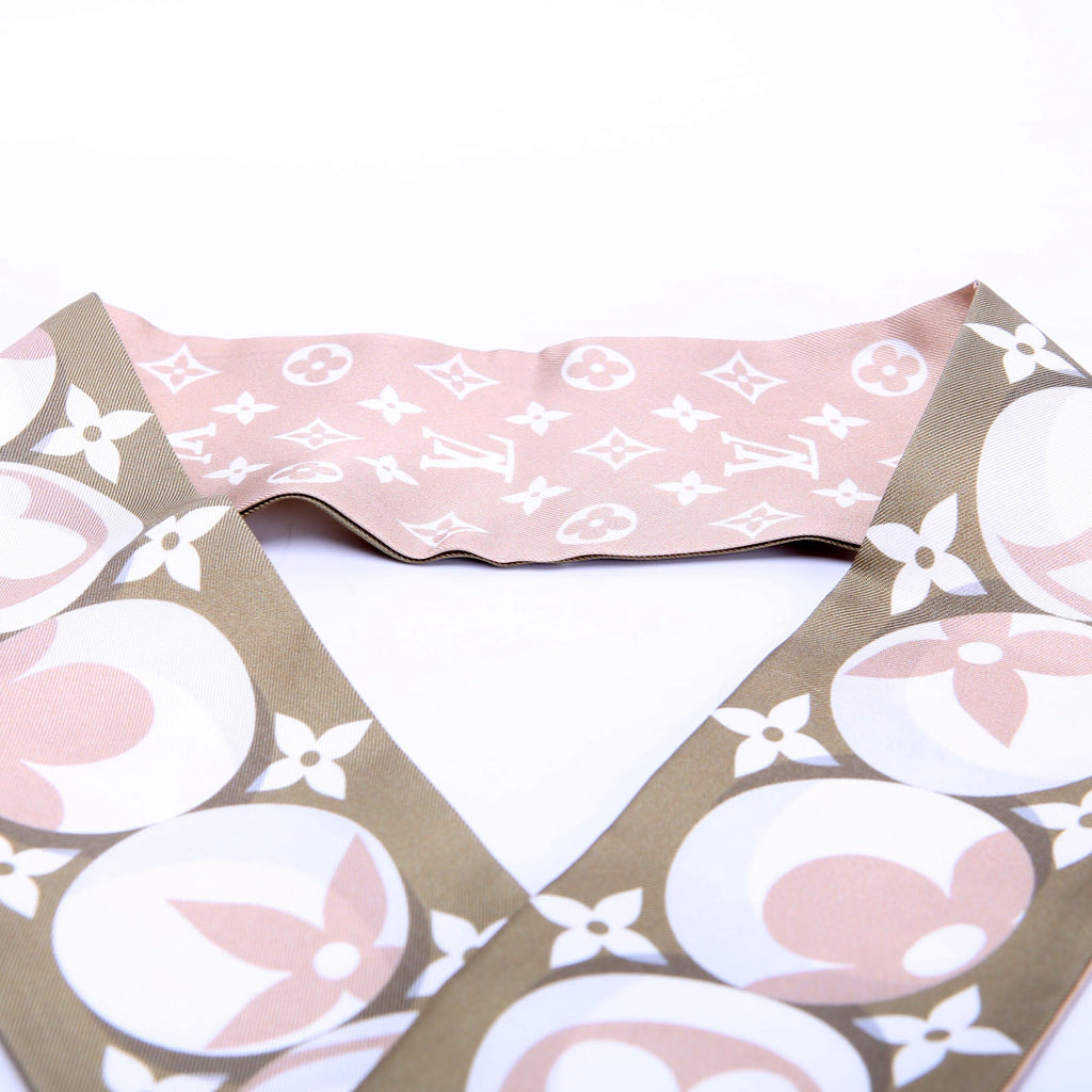 Monogram Marbles Bandeau Silk Scarf Green/Beige