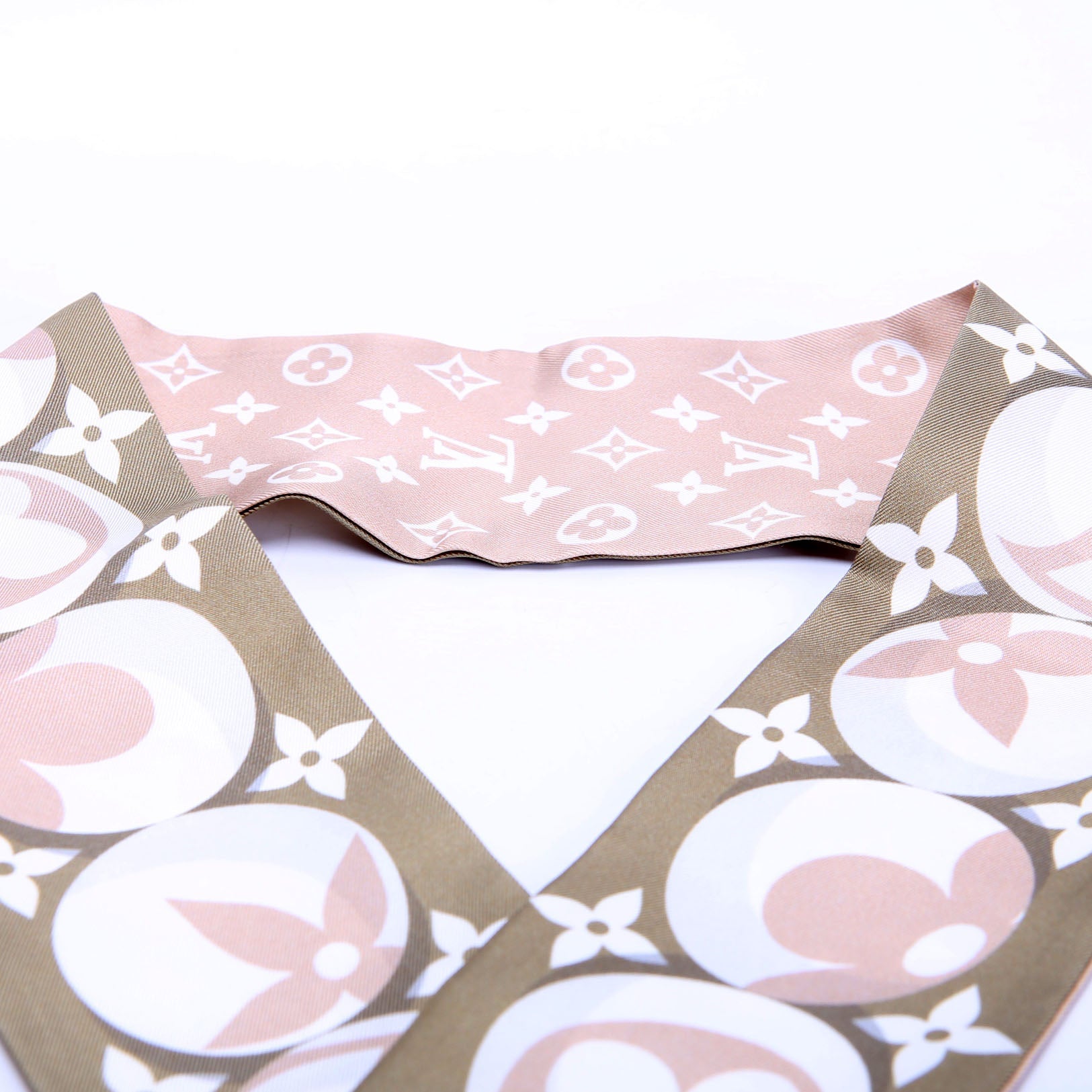 Monogram Marbles Bandeau Silk Scarf Green/Beige