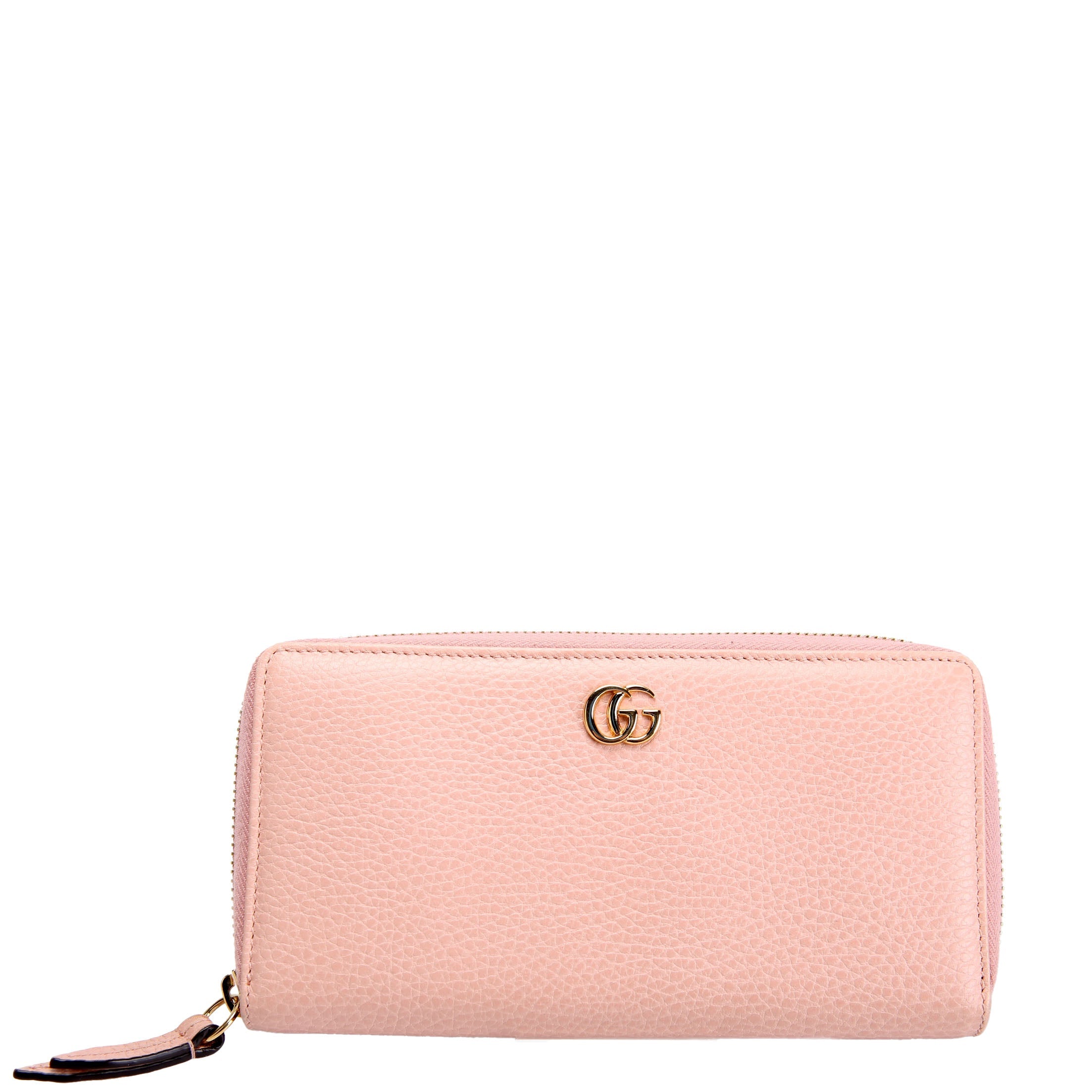 Gucci 456117 GG Leather Zip Around Wallet Pink