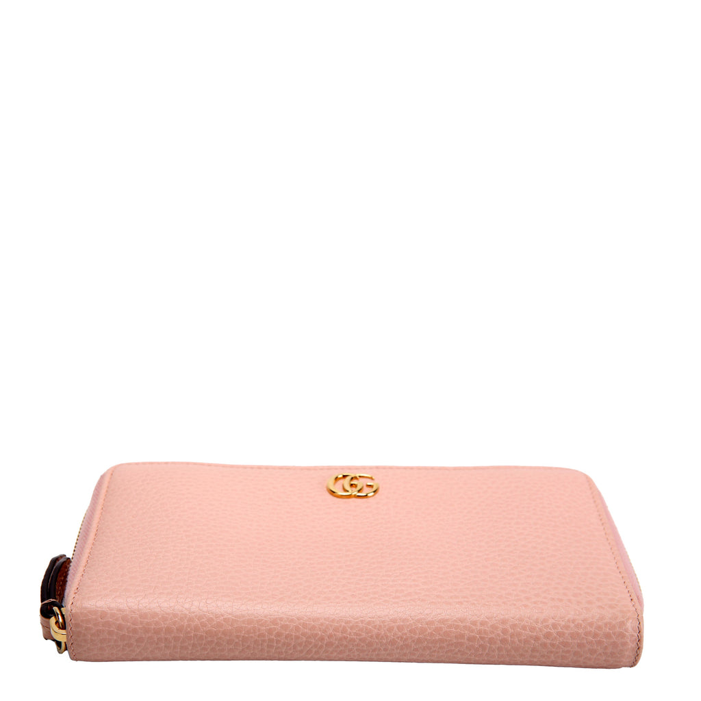 Gucci 456117 GG Leather Zip Around Wallet Pink