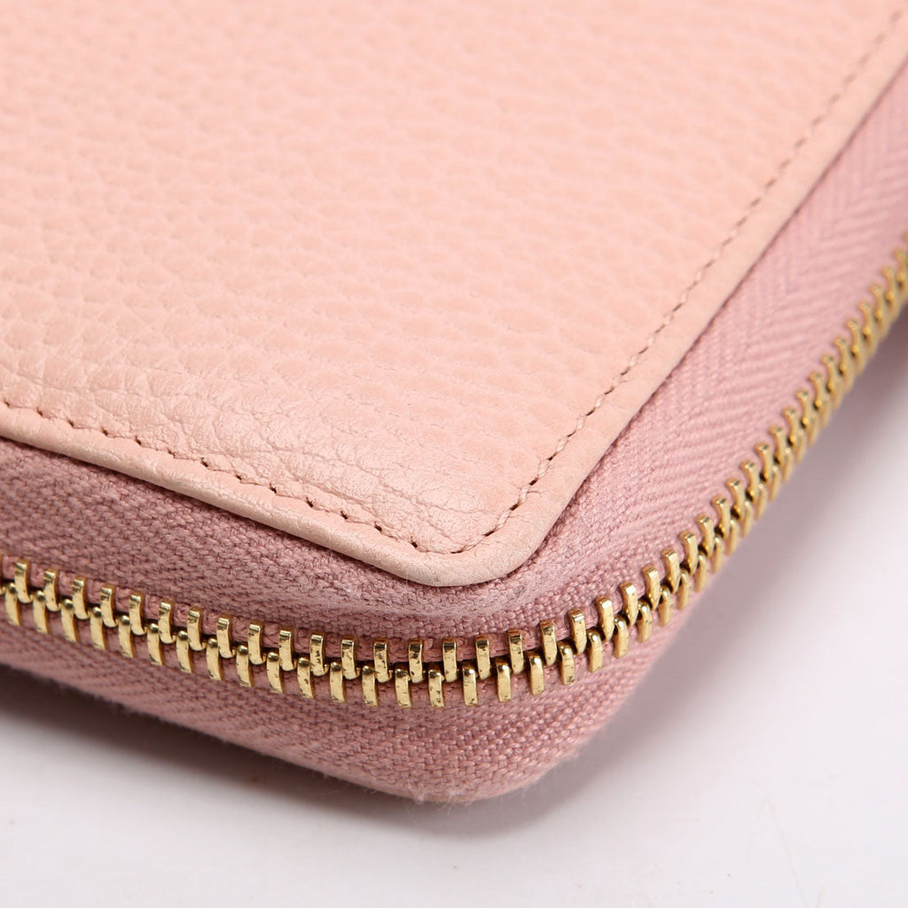 Gucci 456117 GG Leather Zip Around Wallet Pink