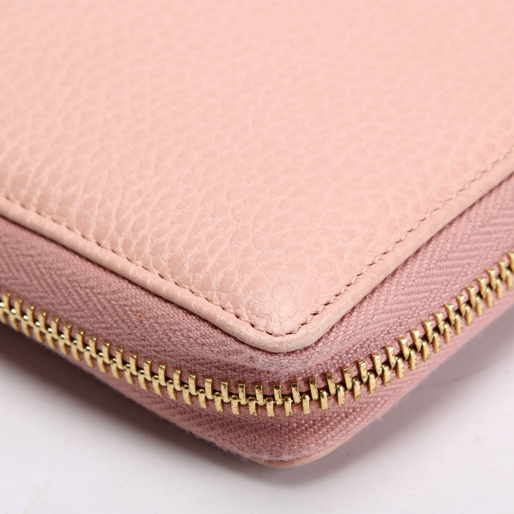 Gucci 456117 GG Leather Zip Around Wallet Pink