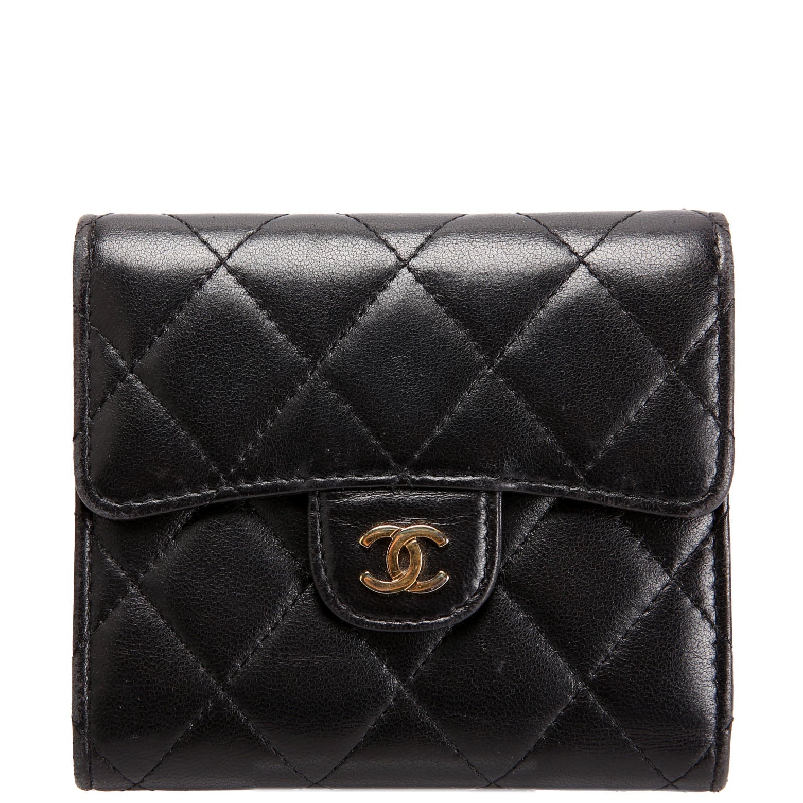 Classic Compact Flap Wallet Lambskin 22M Black