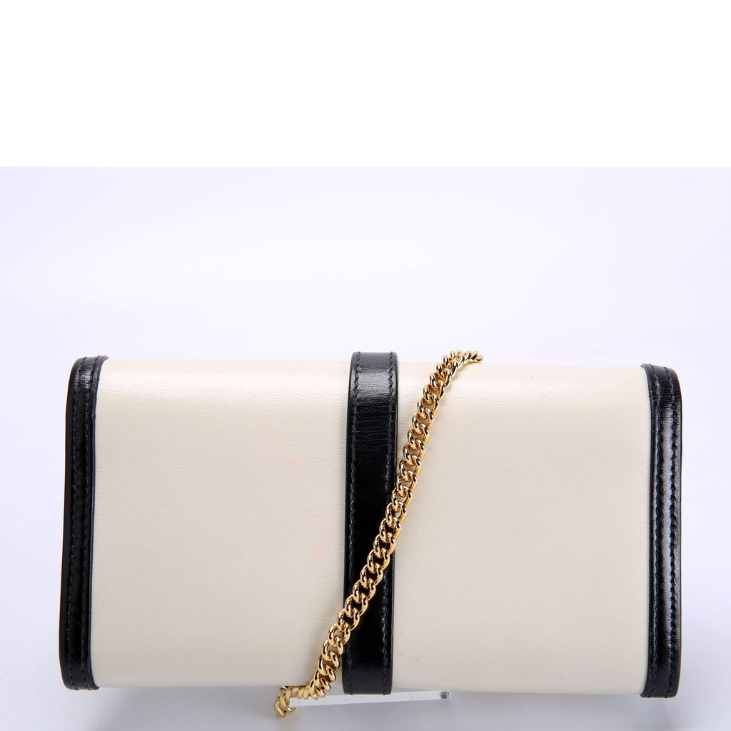 Gucci 652681 Jackie 1961 Chain Wallet Black/Ivory