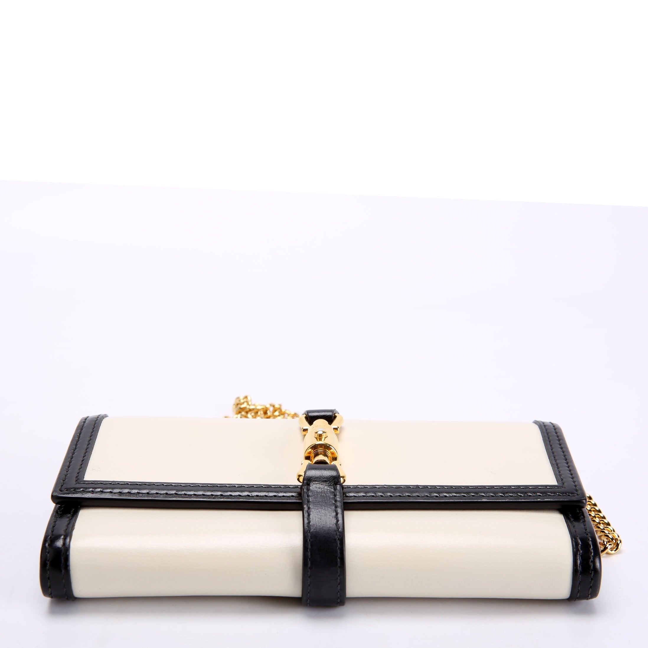 Gucci 652681 Jackie 1961 Chain Wallet Black/Ivory