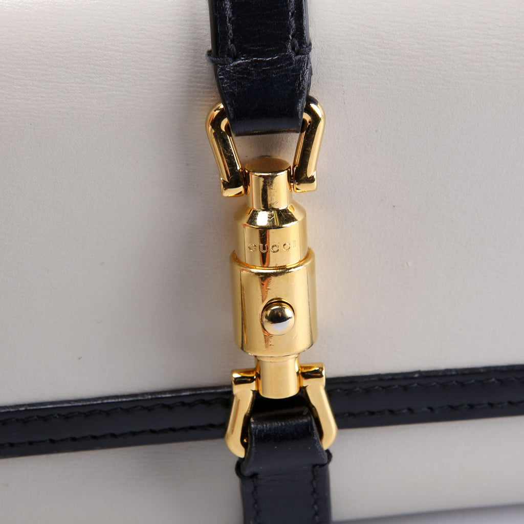 Gucci 652681 Jackie 1961 Chain Wallet Black/Ivory