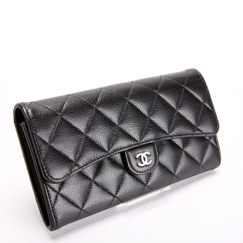 Classic Flap Wallet Long Caviar Black