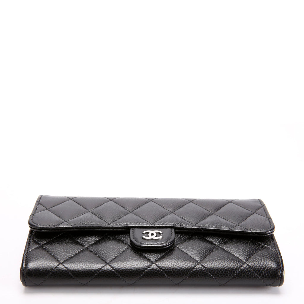 Classic Flap Wallet Long Caviar Black