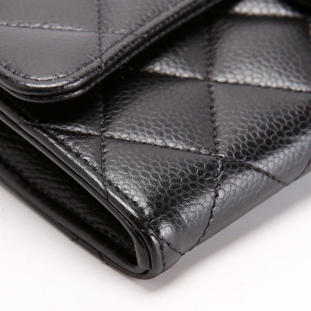 Classic Flap Wallet Long Caviar Black