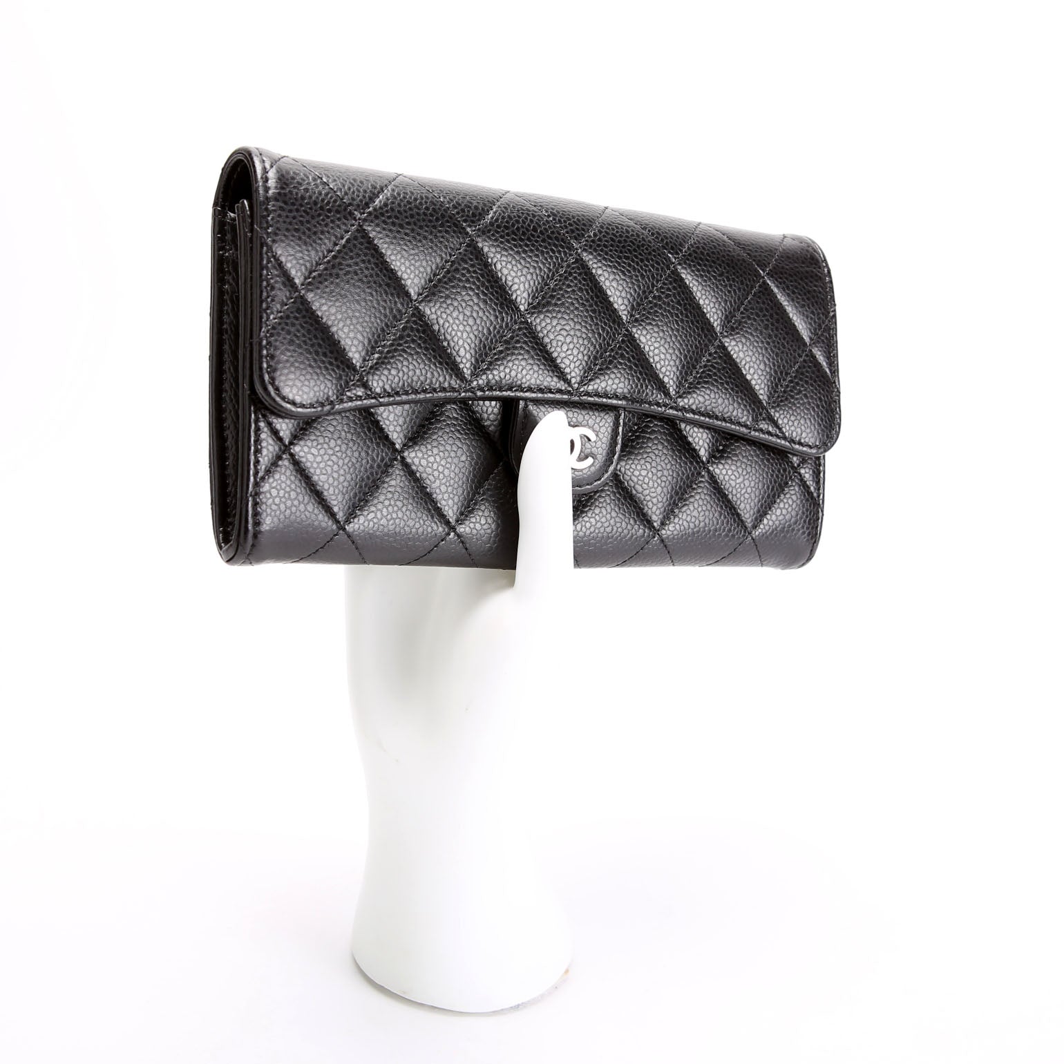 Classic Flap Wallet Long Caviar Black