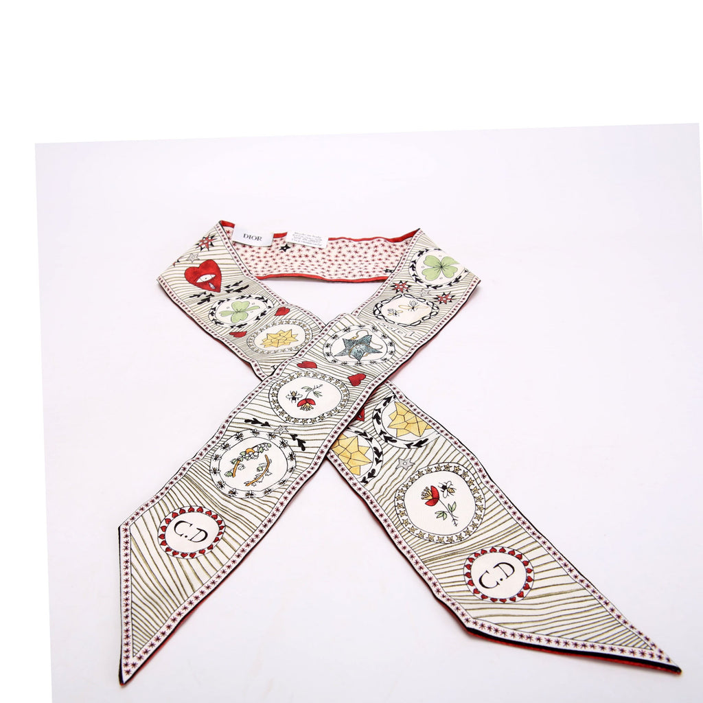 Le Soleil Bandeau Silk Scarf White/Multicolor
