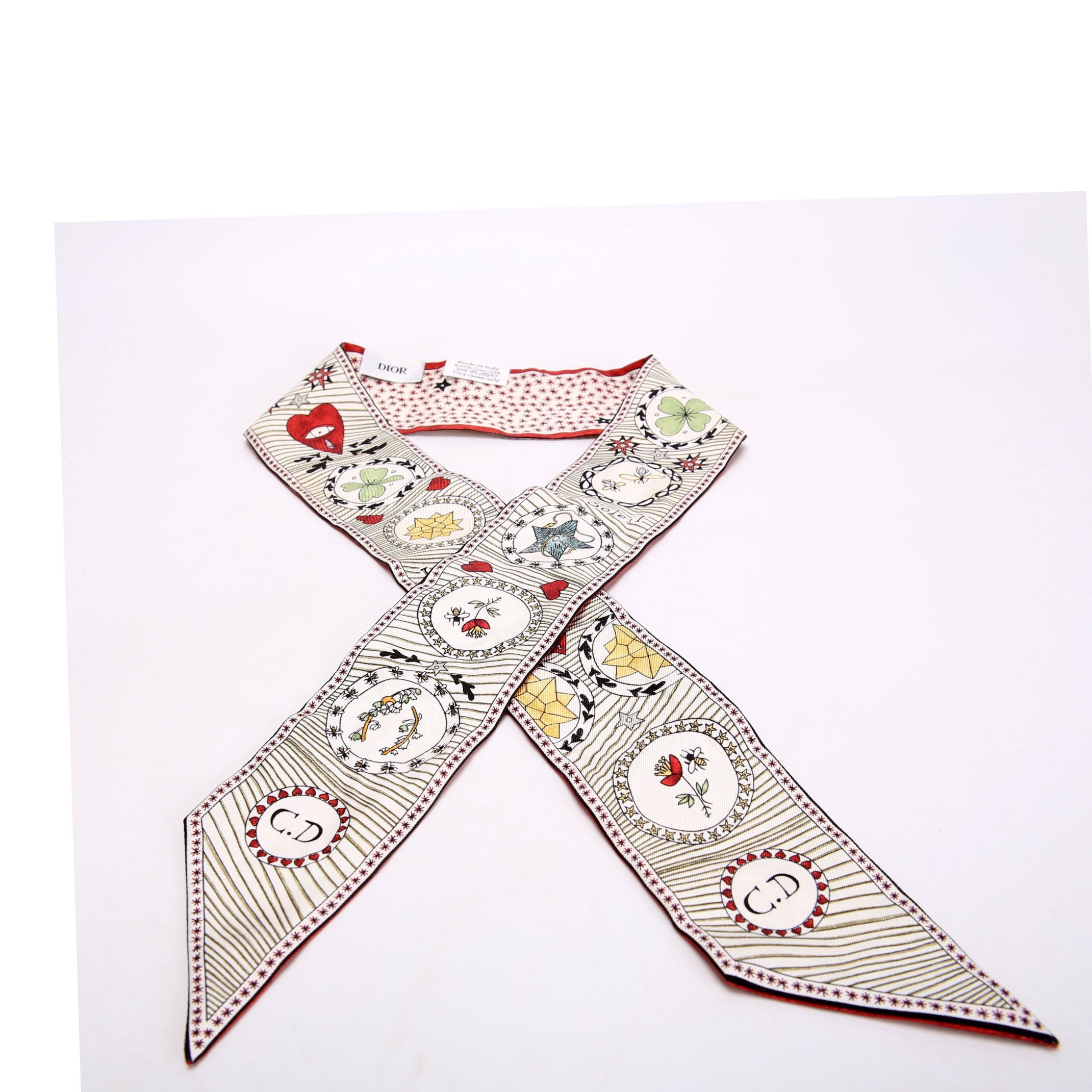 Le Soleil Bandeau Silk Scarf White/Multicolor
