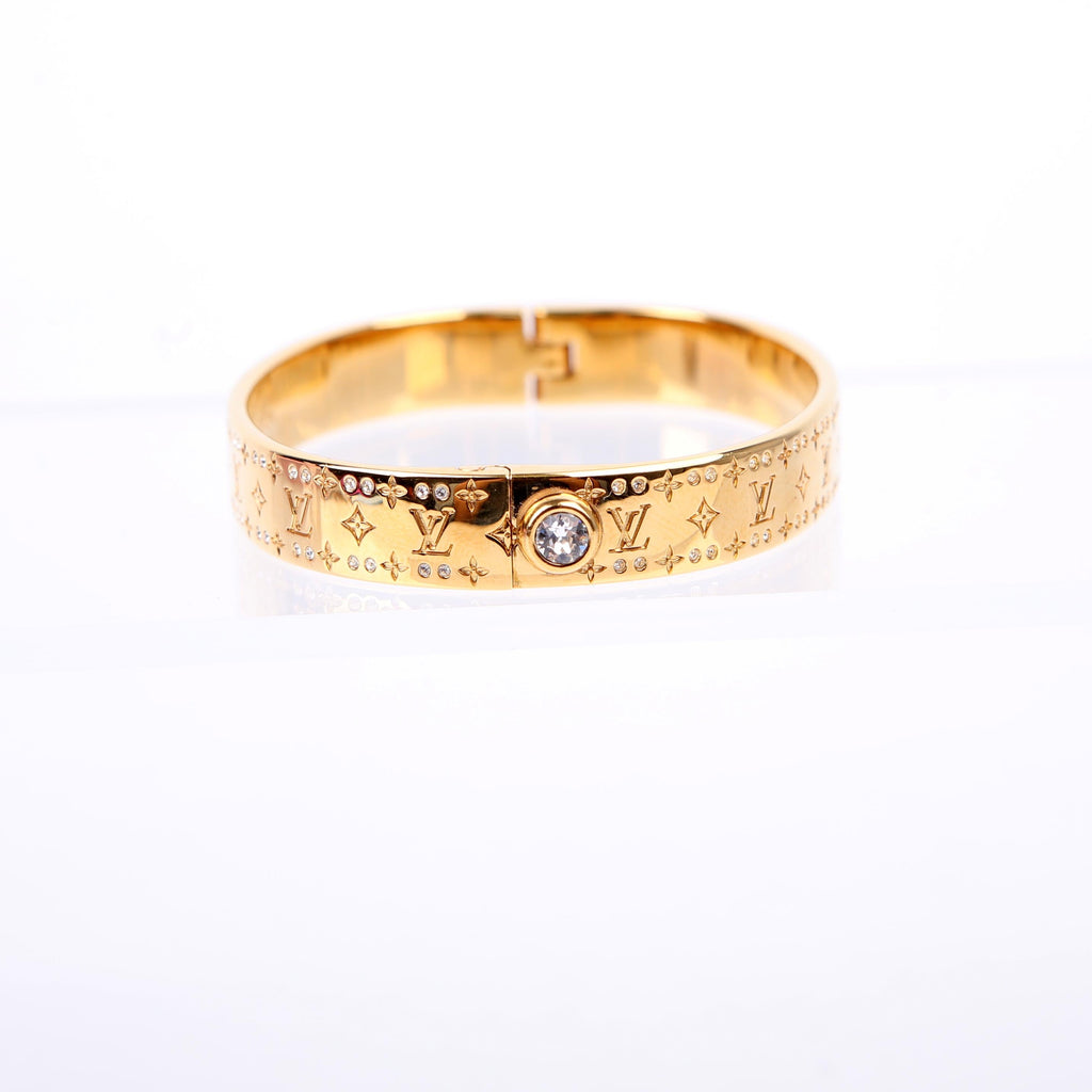 Nanogram Cuff W/Crystals Bracelet Size Medium Gold