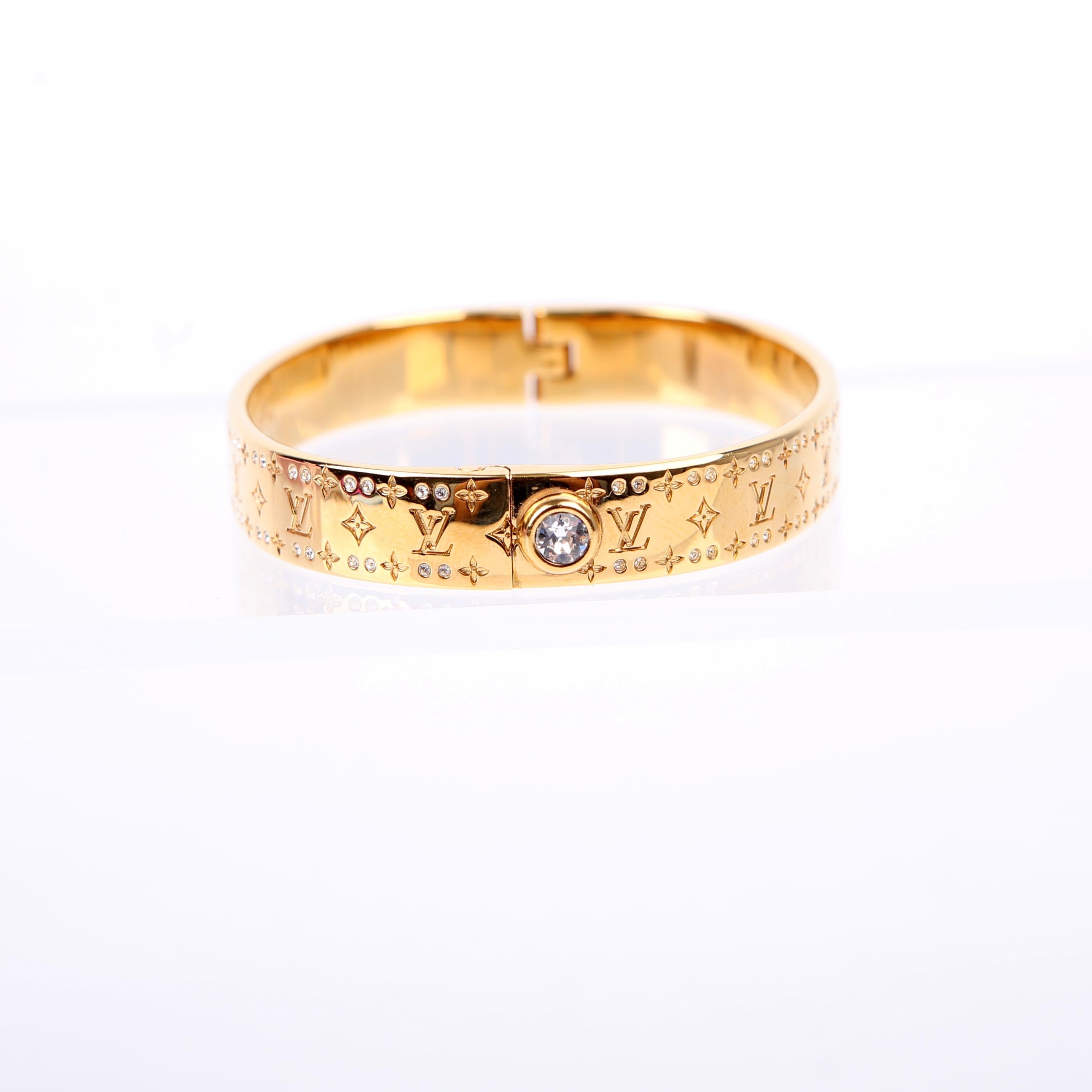 Nanogram Cuff W/Crystals Bracelet Size Medium Gold
