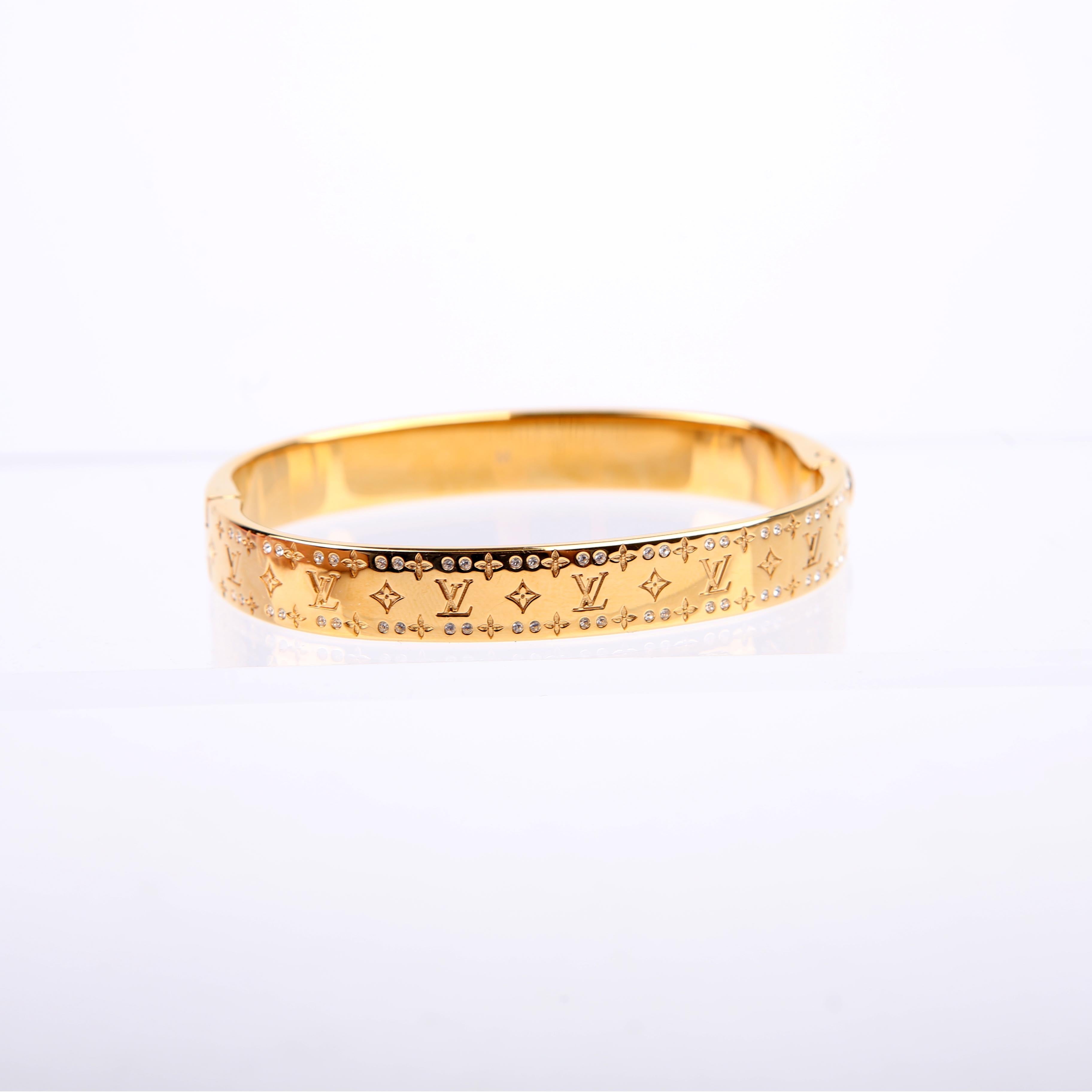 Nanogram Cuff W/Crystals Bracelet Size Medium Gold
