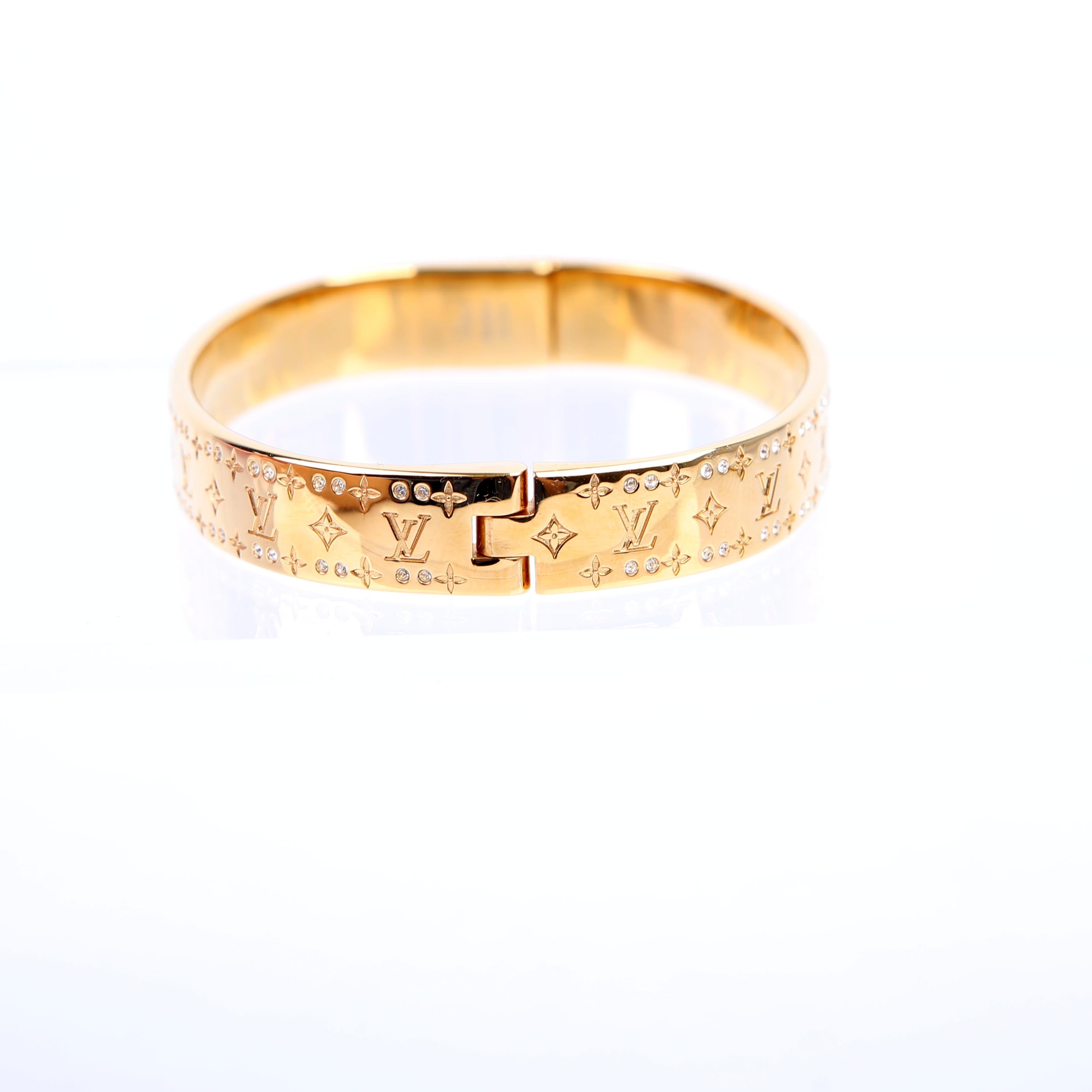 Nanogram Cuff W/Crystals Bracelet Size Medium Gold