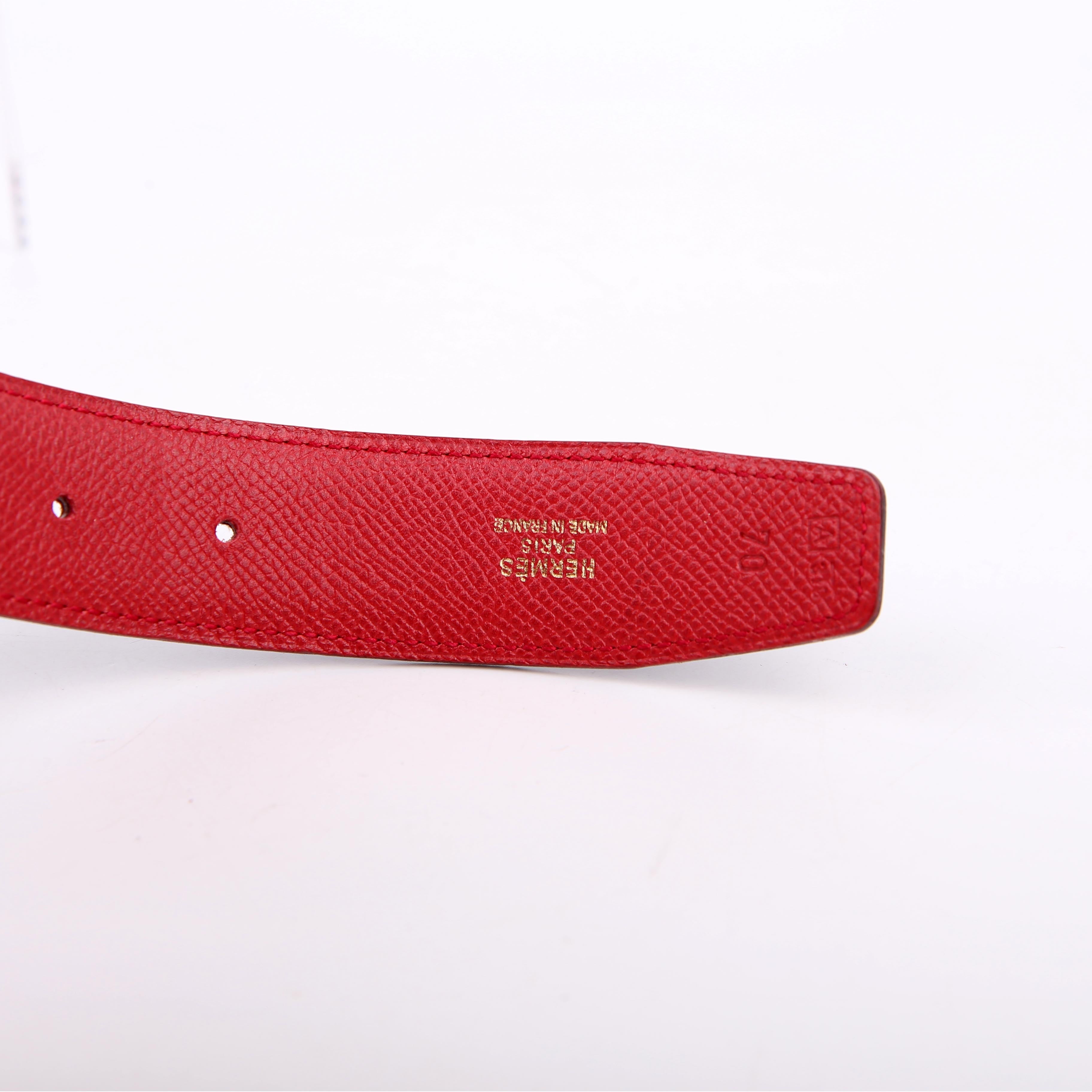 Hermes Constance H Reversible Belt Size 70 Burgundy/Red