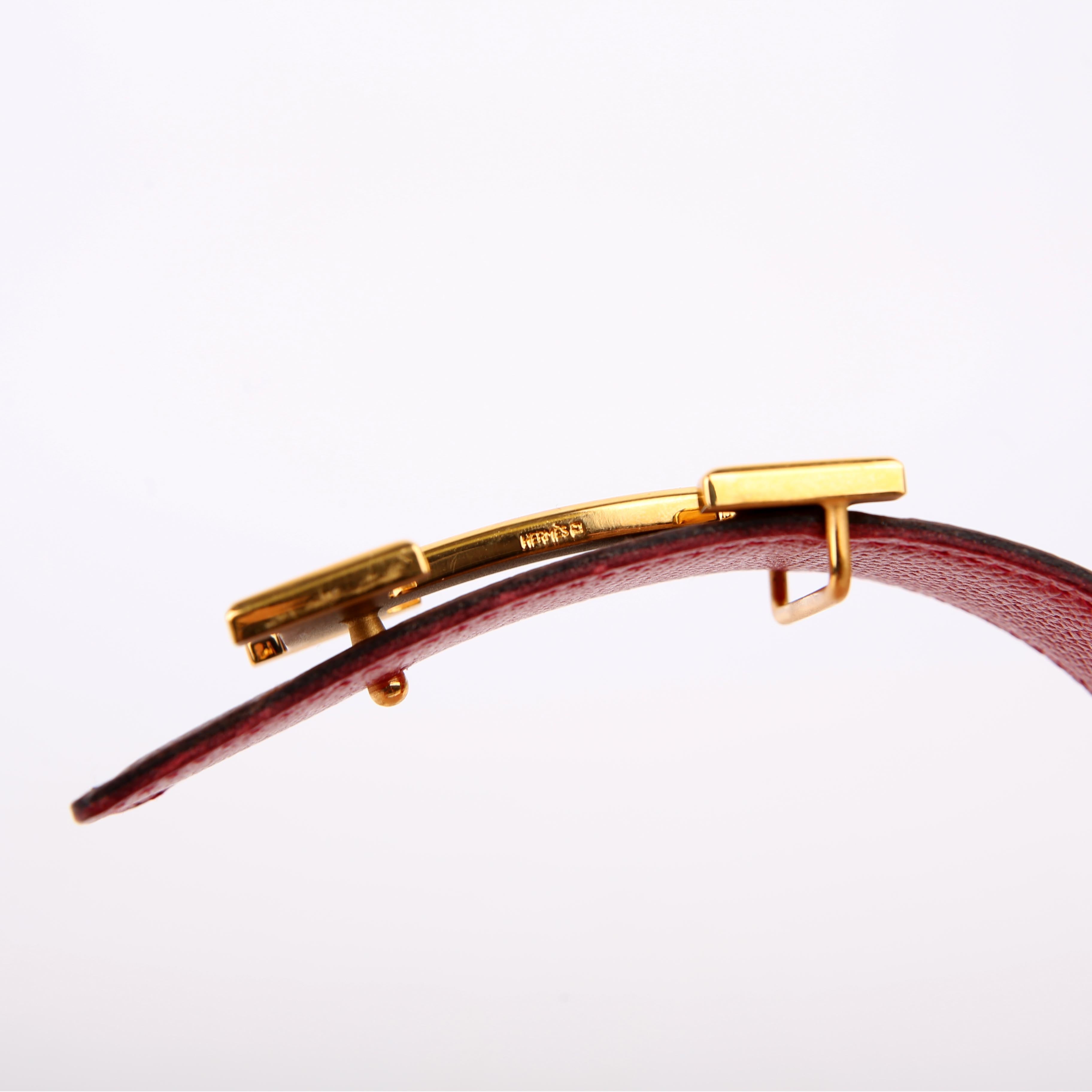 Hermes Constance H Reversible Belt Size 70 Burgundy/Red