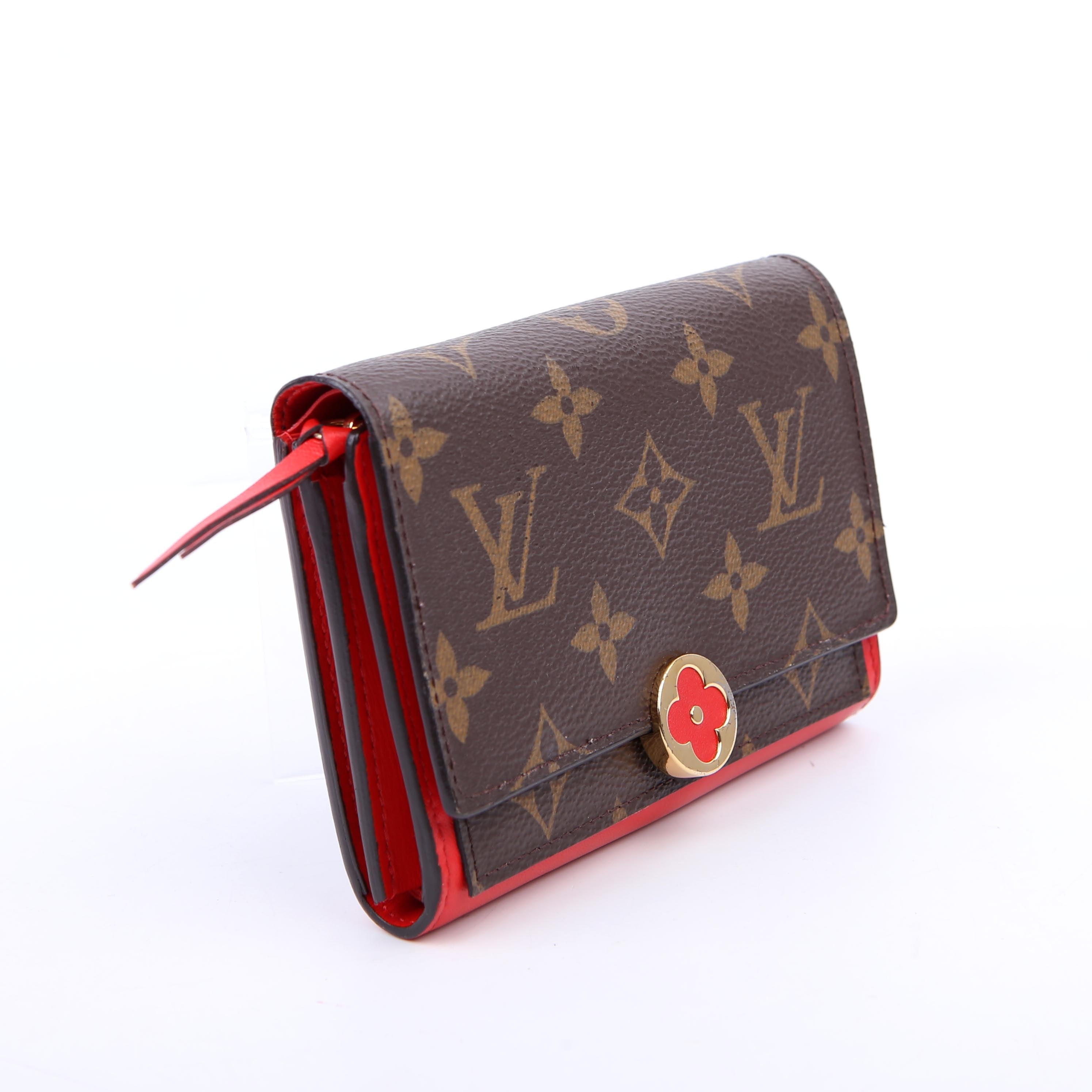 Flore Compact Wallet Monogram Red